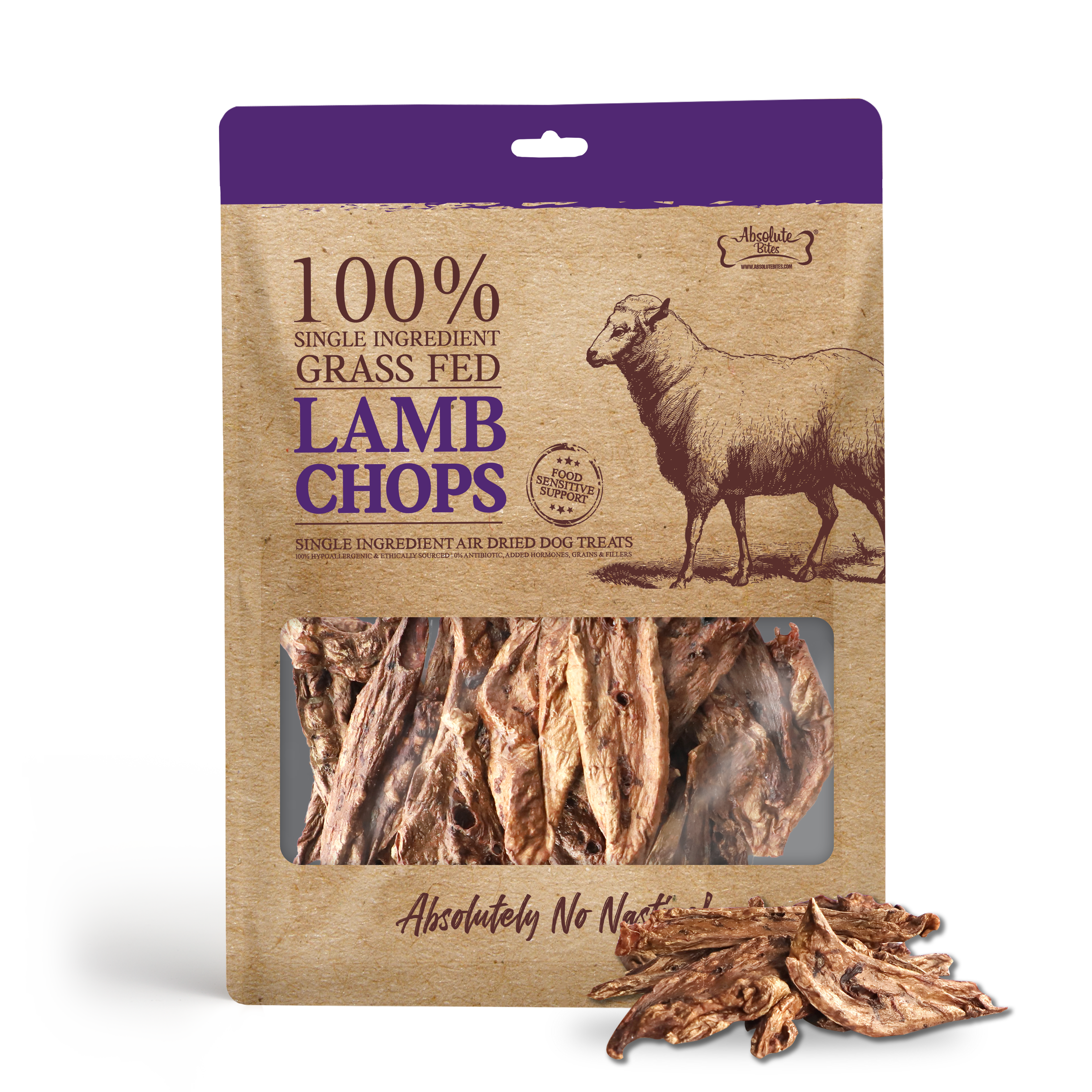 Absolute Bites Single Ingredient Air Dried Treats for Dogs - Lamb Chop (40g)