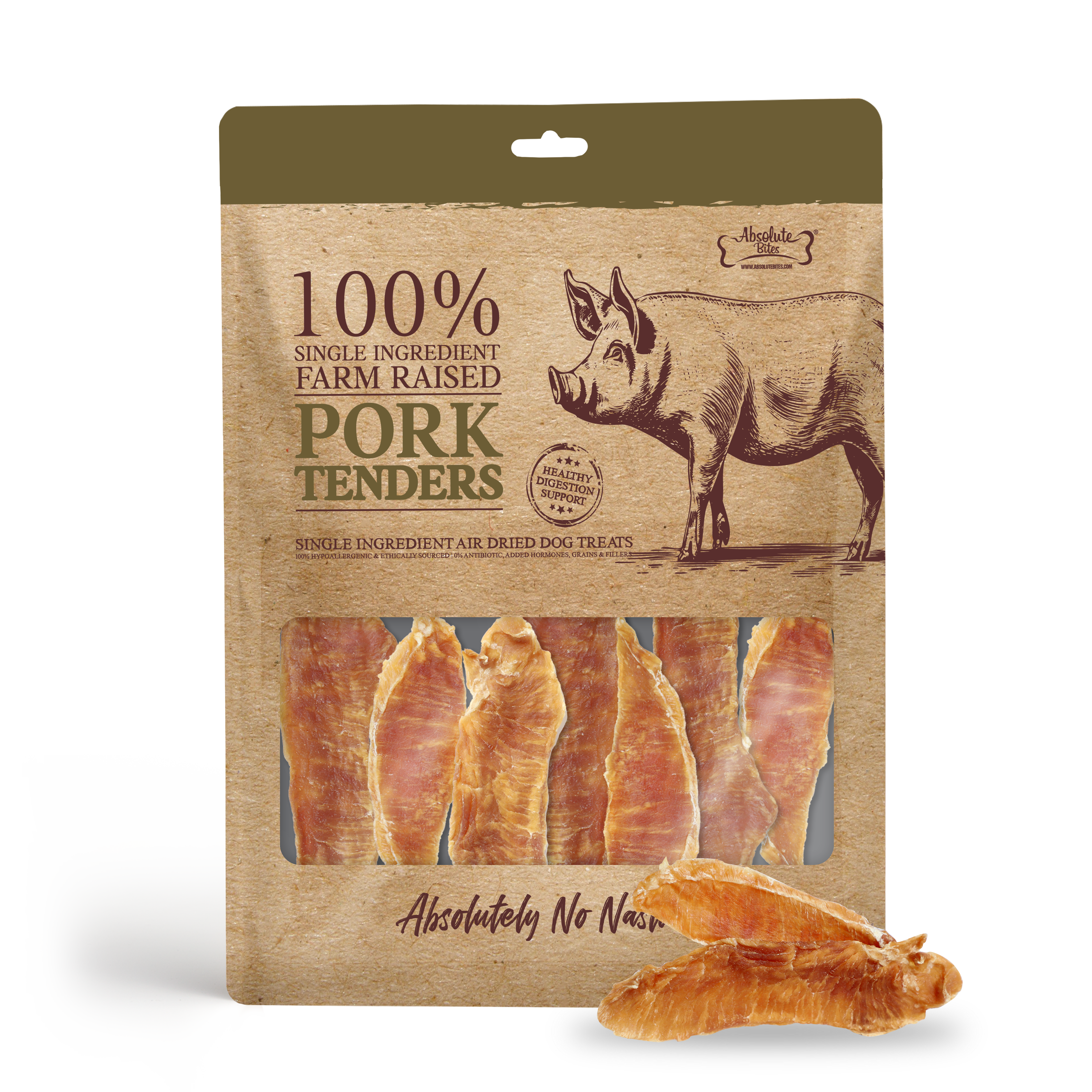 Absolute Bites Single Ingredient Air Dried Treats for Dogs - Pork Tenderloin (90g)