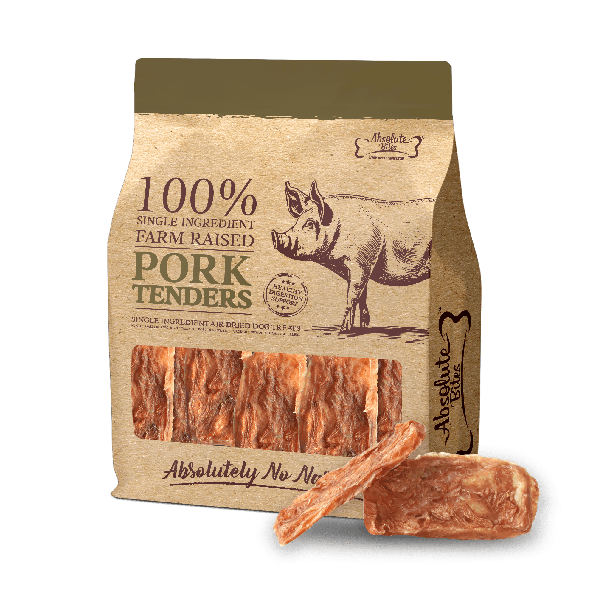 Absolute Bites Single Ingredient Air Dried Treats for Dogs - Pork Tenderloin (250g)