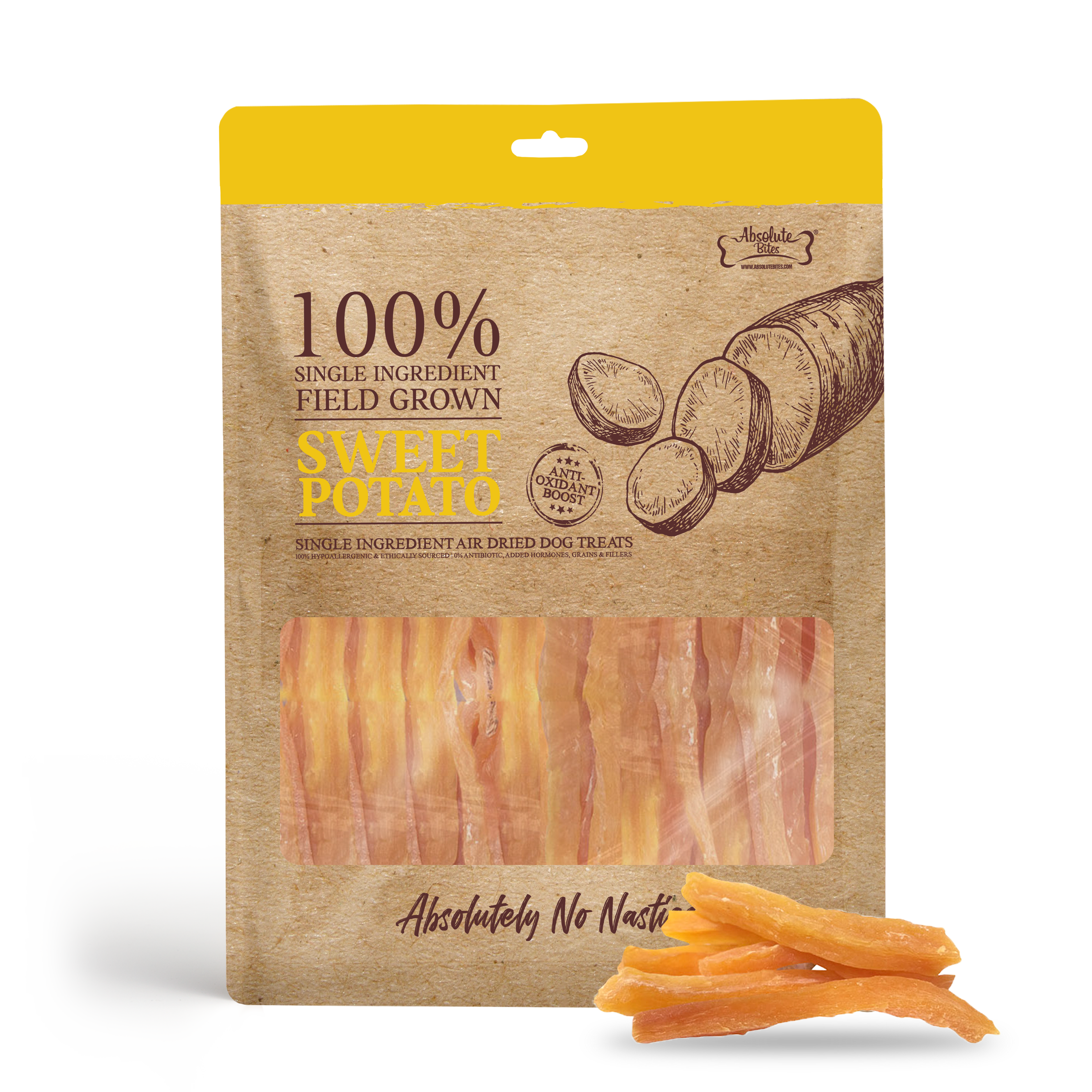Absolute Bites Single Ingredient Air Dried Treats for Dogs - Sweet Potato (240g)