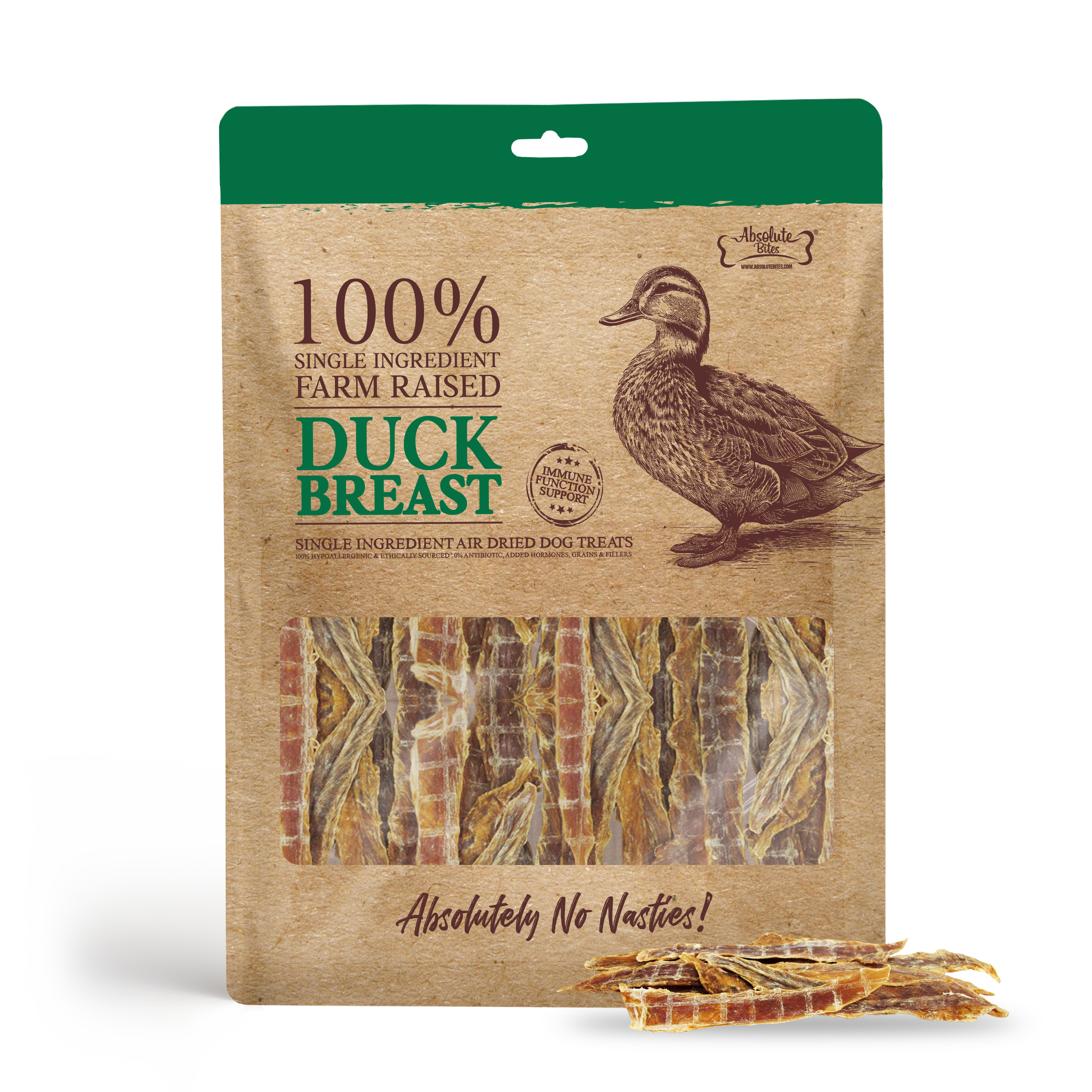 Absolute Bites Single Ingredient Air Dried Treats for Cats & Dogs - Duck Breast (130g)