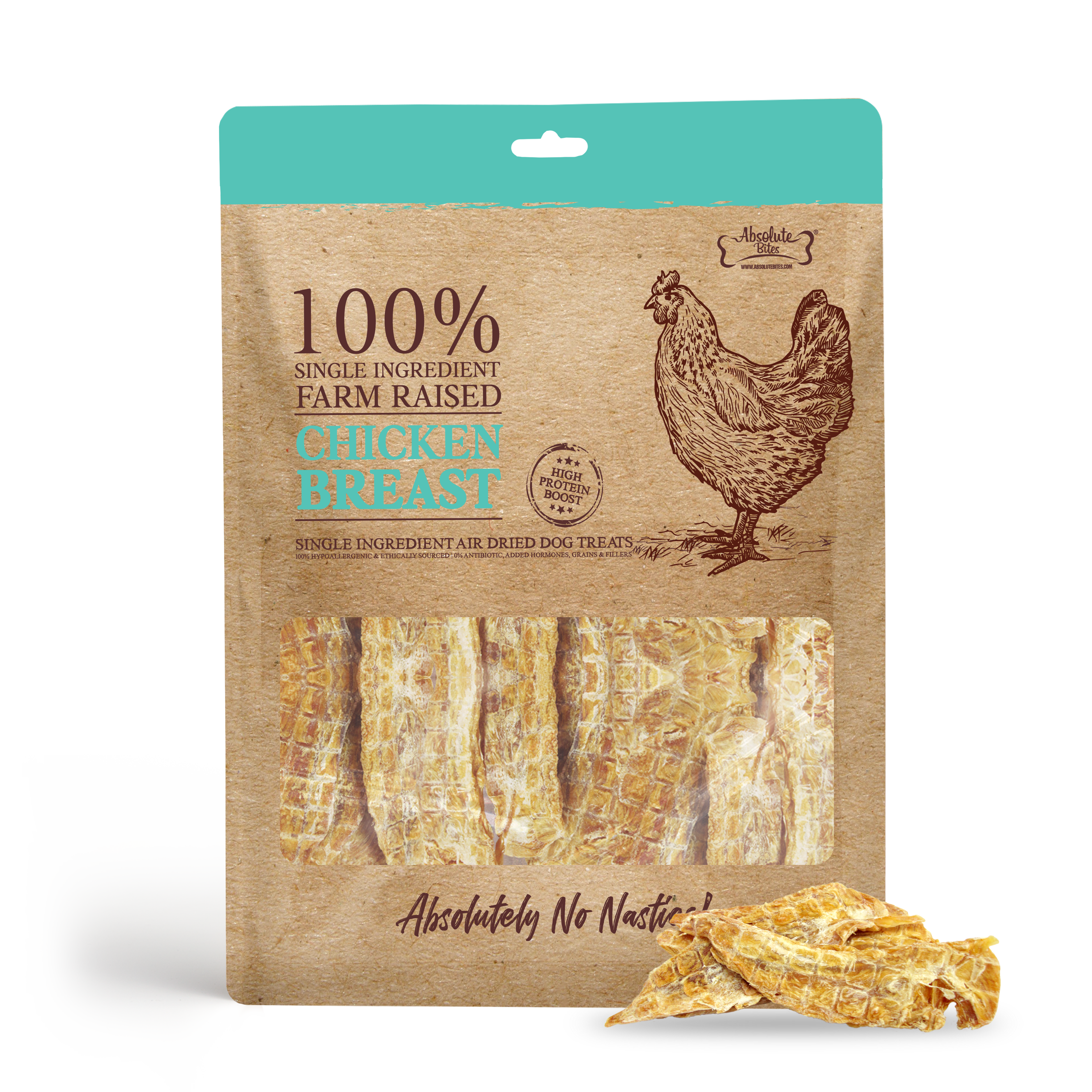 Absolute Bites Single Ingredient Air Dried Treats for Dogs - Chicken Breast (130g)