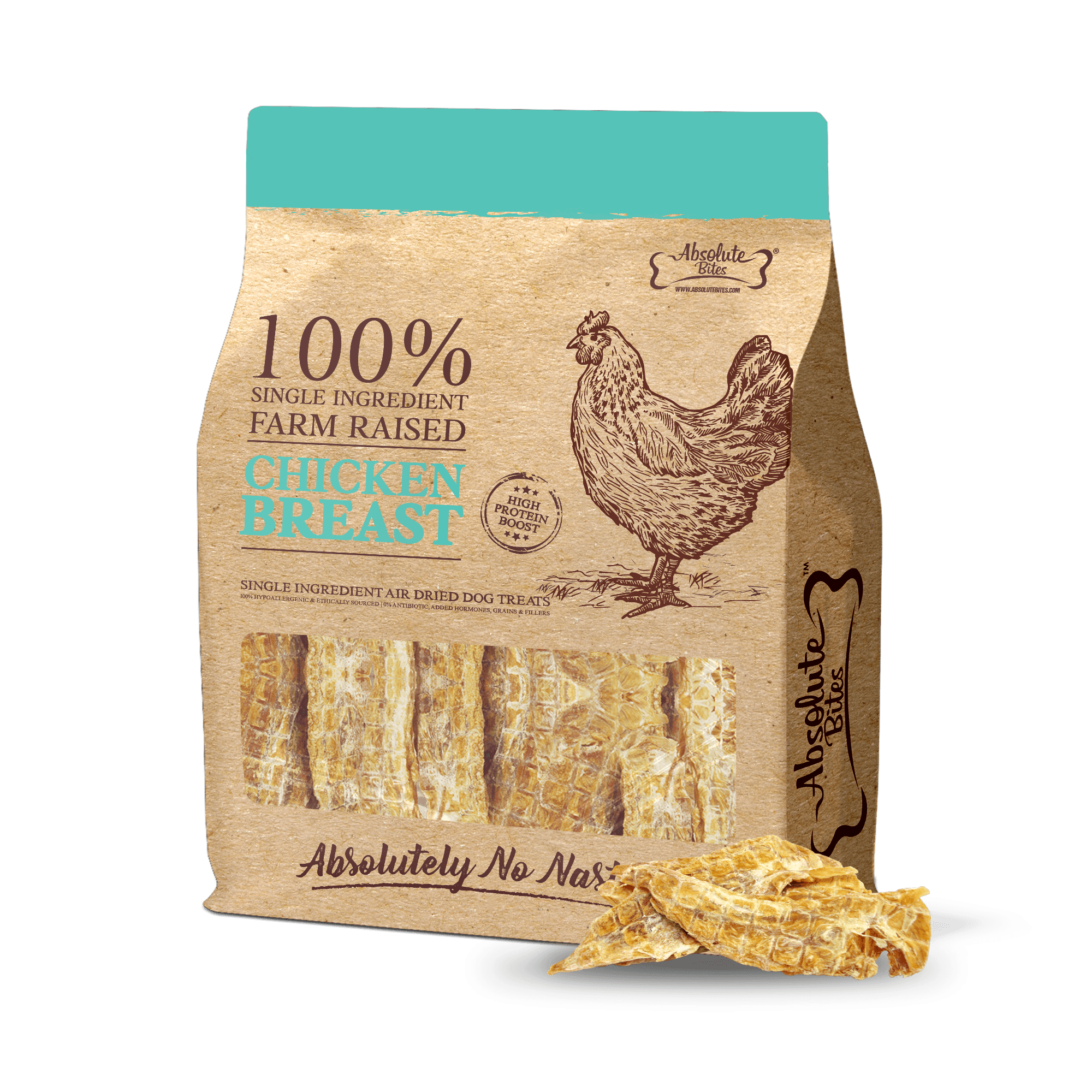 Absolute Bites Single Ingredient Air Dried Treats for Dogs - Chicken Breast (450g)