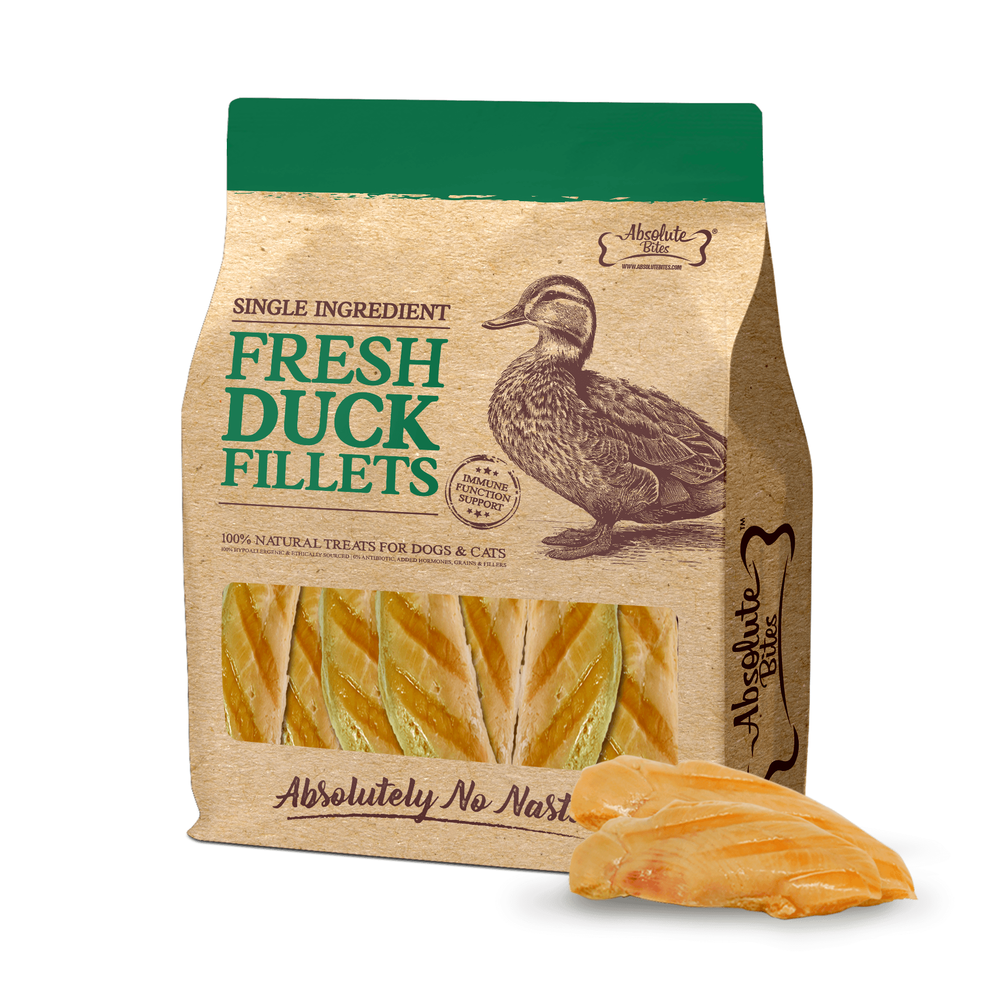 Absolute Bites Single Ingredient Fresh Cuts Treat for Cats & Dogs - Duck Fillets (12pcs)