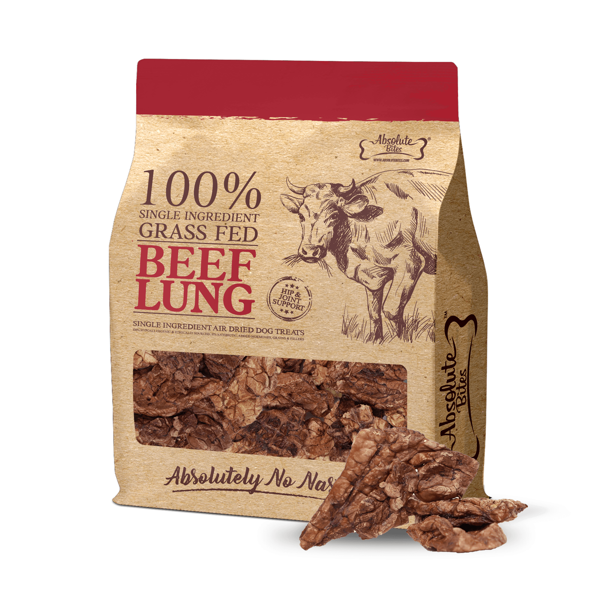 Absolute Bites Single Ingredient Air Dried Treats for Dogs - Beef Lung (130g)