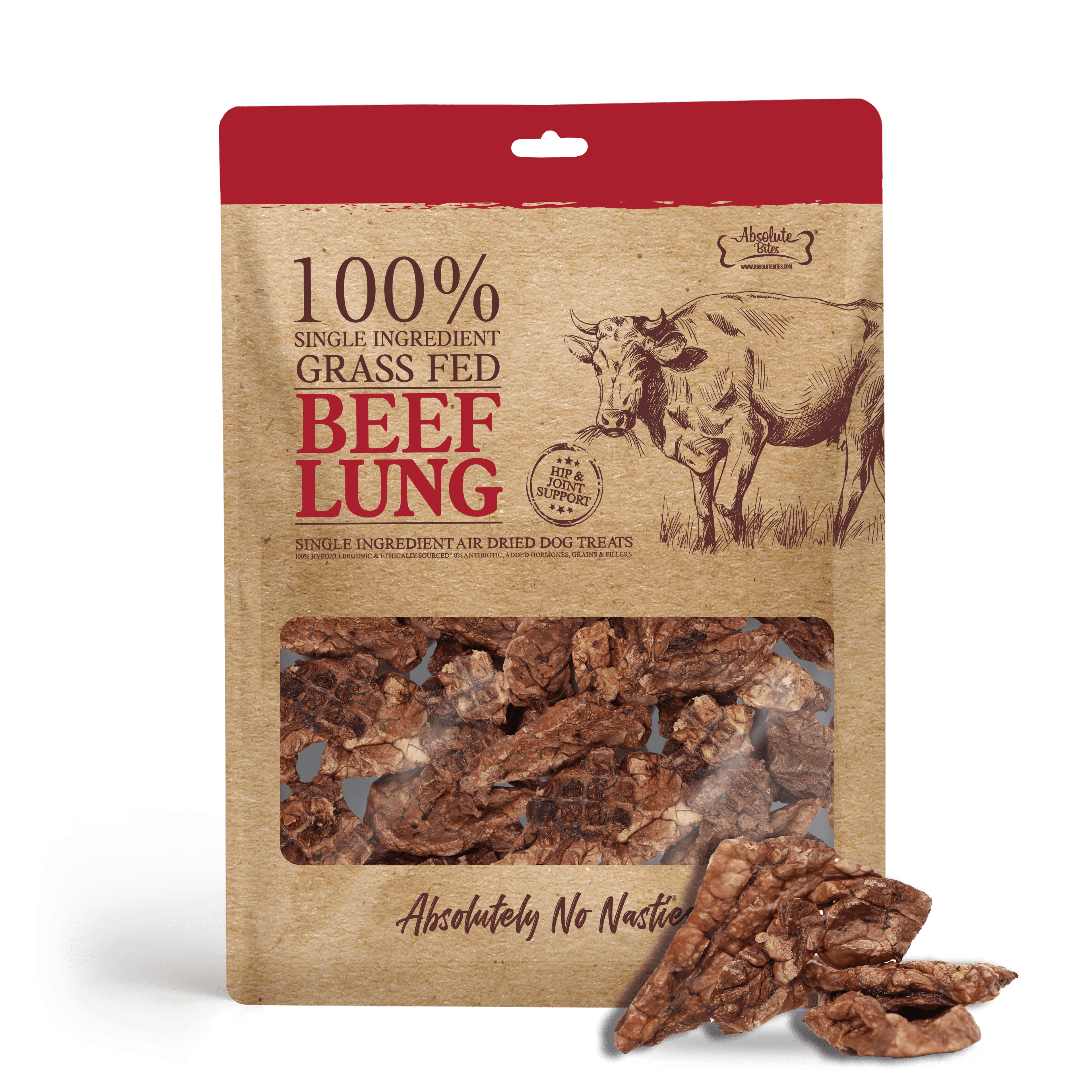 Absolute Bites Single Ingredient Air Dried Treats for Dogs - Beef Lung (40g)