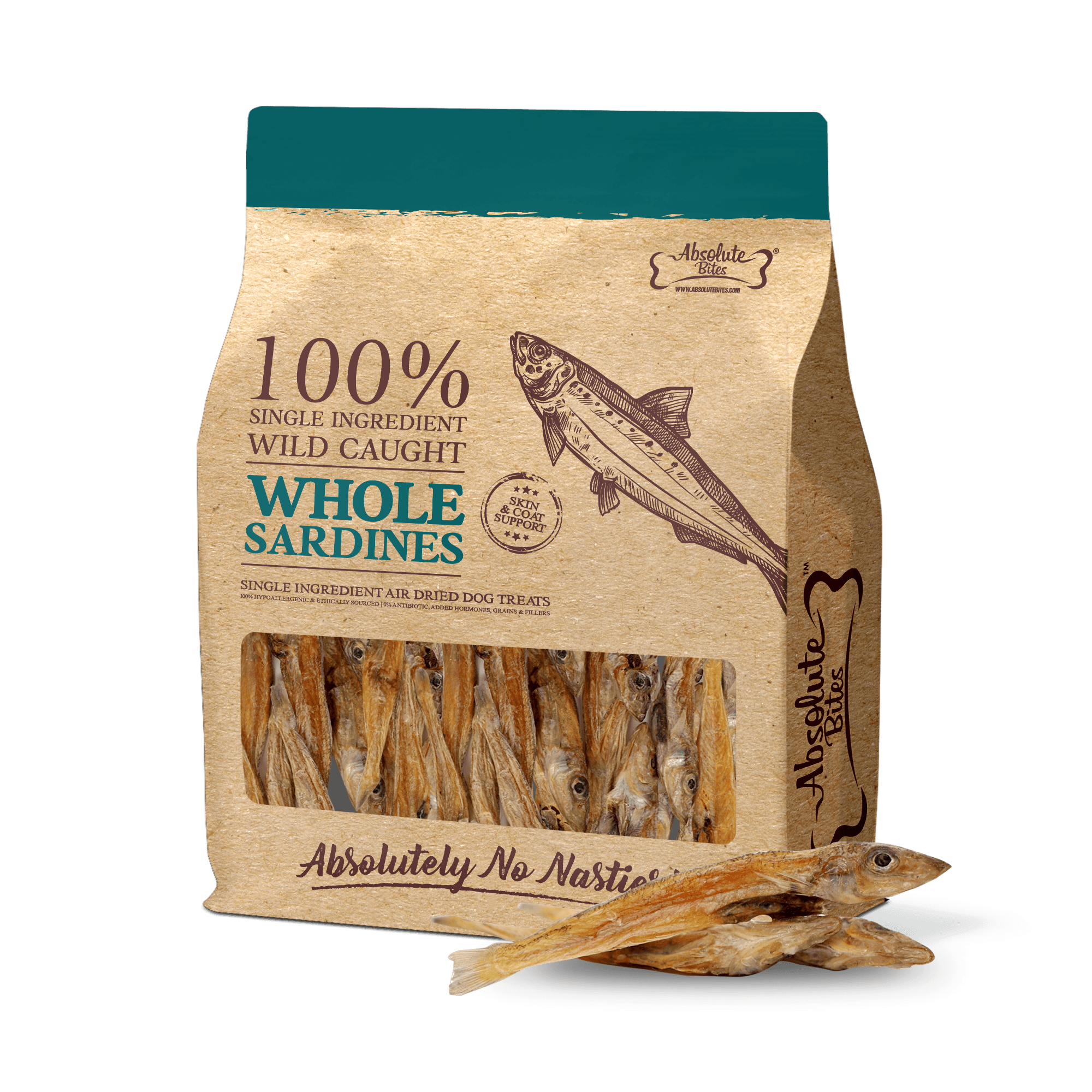 Absolute Bites Single Ingredient Air Dried Treats for Dogs - Sardine (200g)