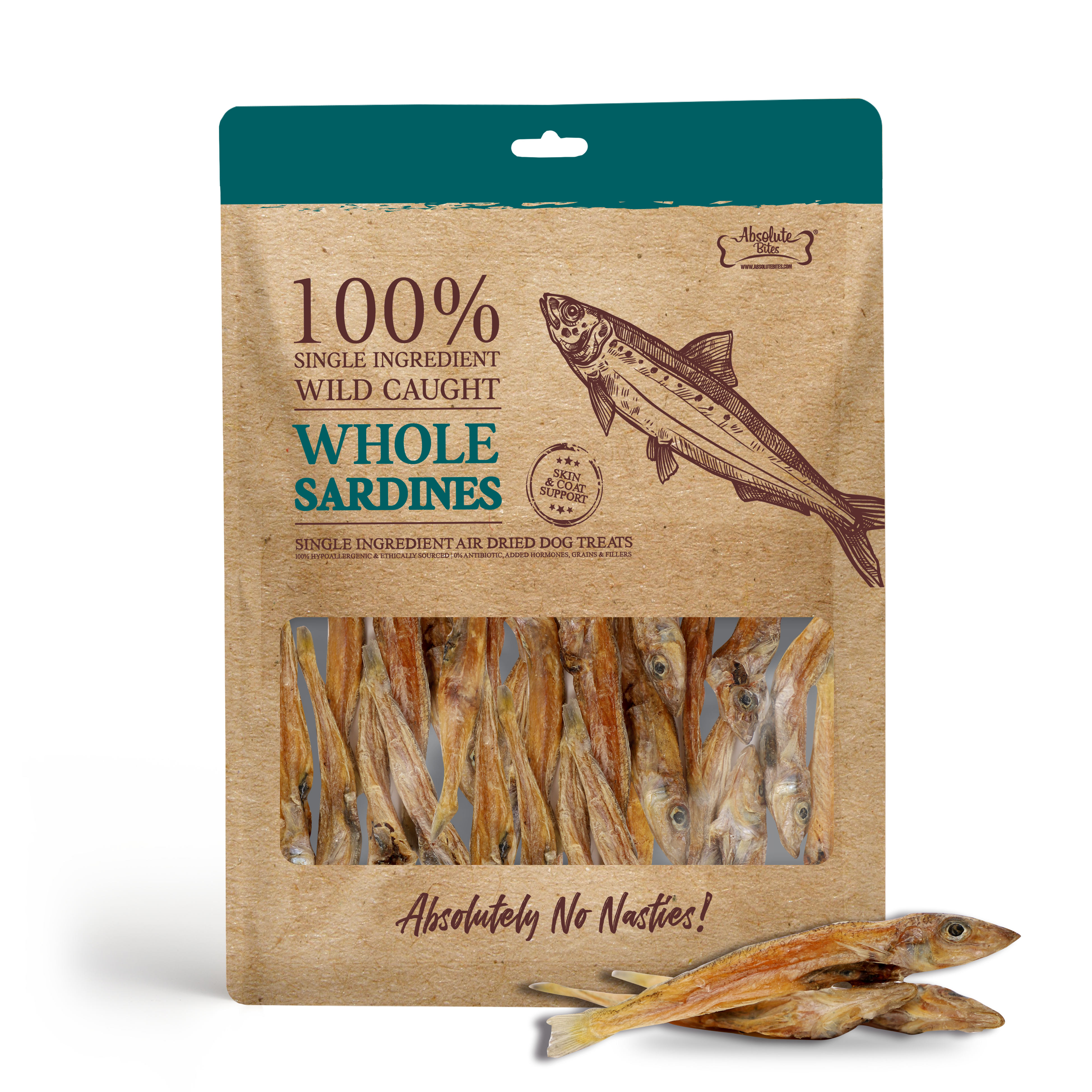 Absolute Bites Single Ingredient Air Dried Treats for Dogs - Sardine (60g)