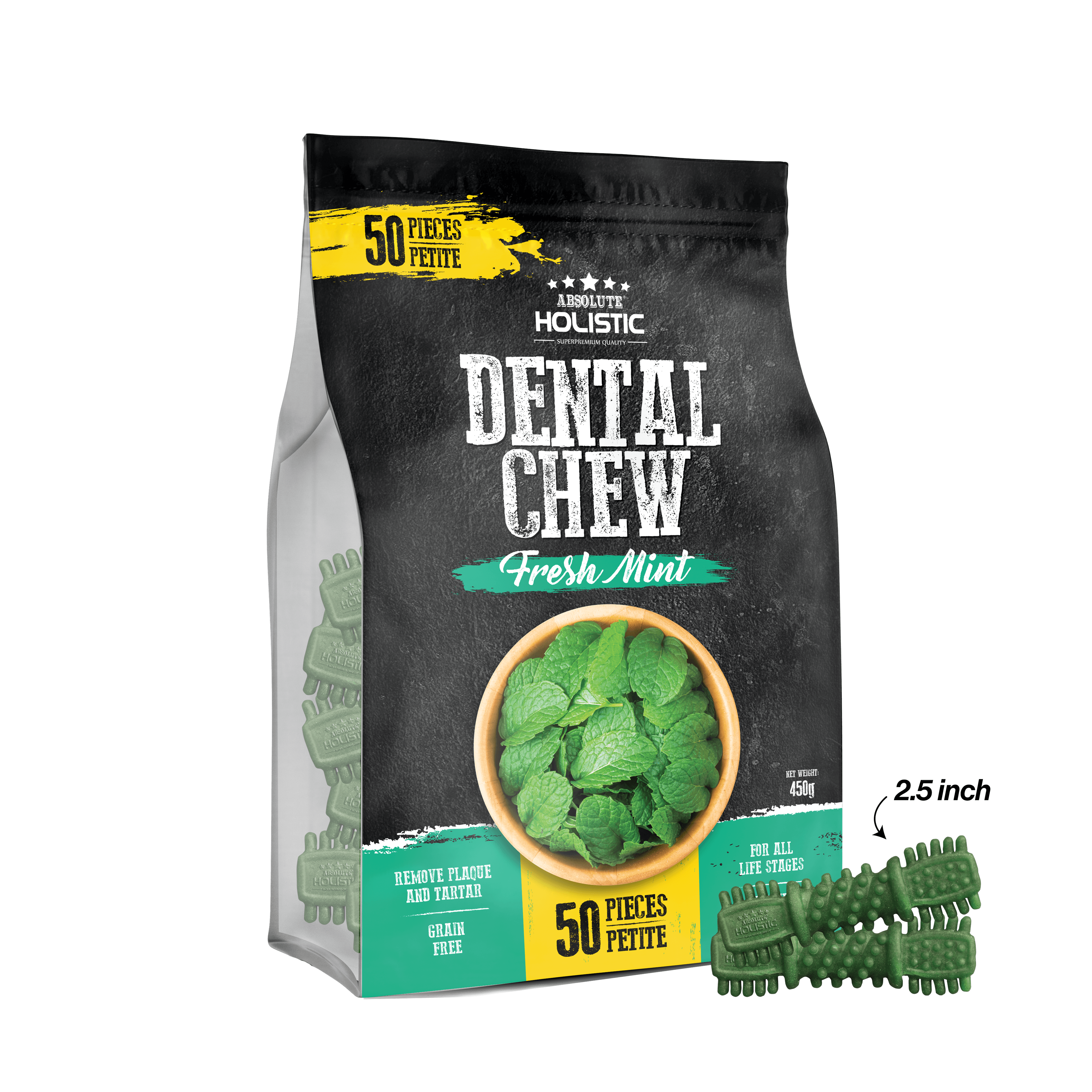 Absolute Mint Dog Dental Chew Jumbo Pack 450g (Petite - 50PCS)