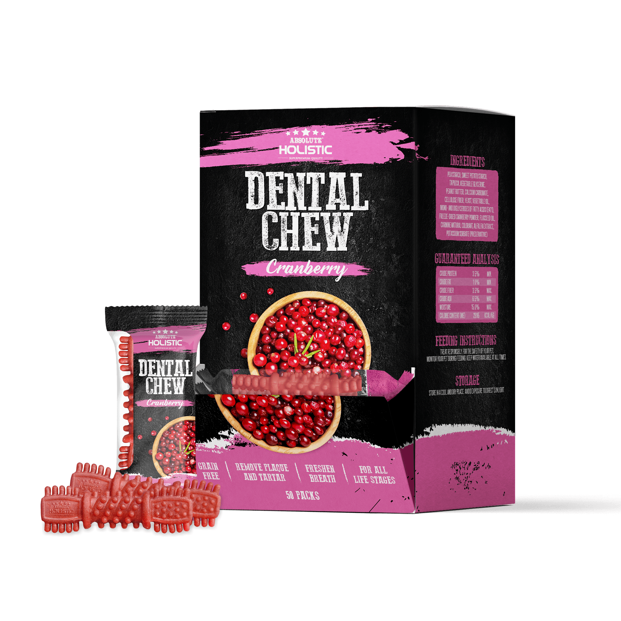 Absolute Holistic Cranberry Dental Chew 4" (25g/pc) (Box)