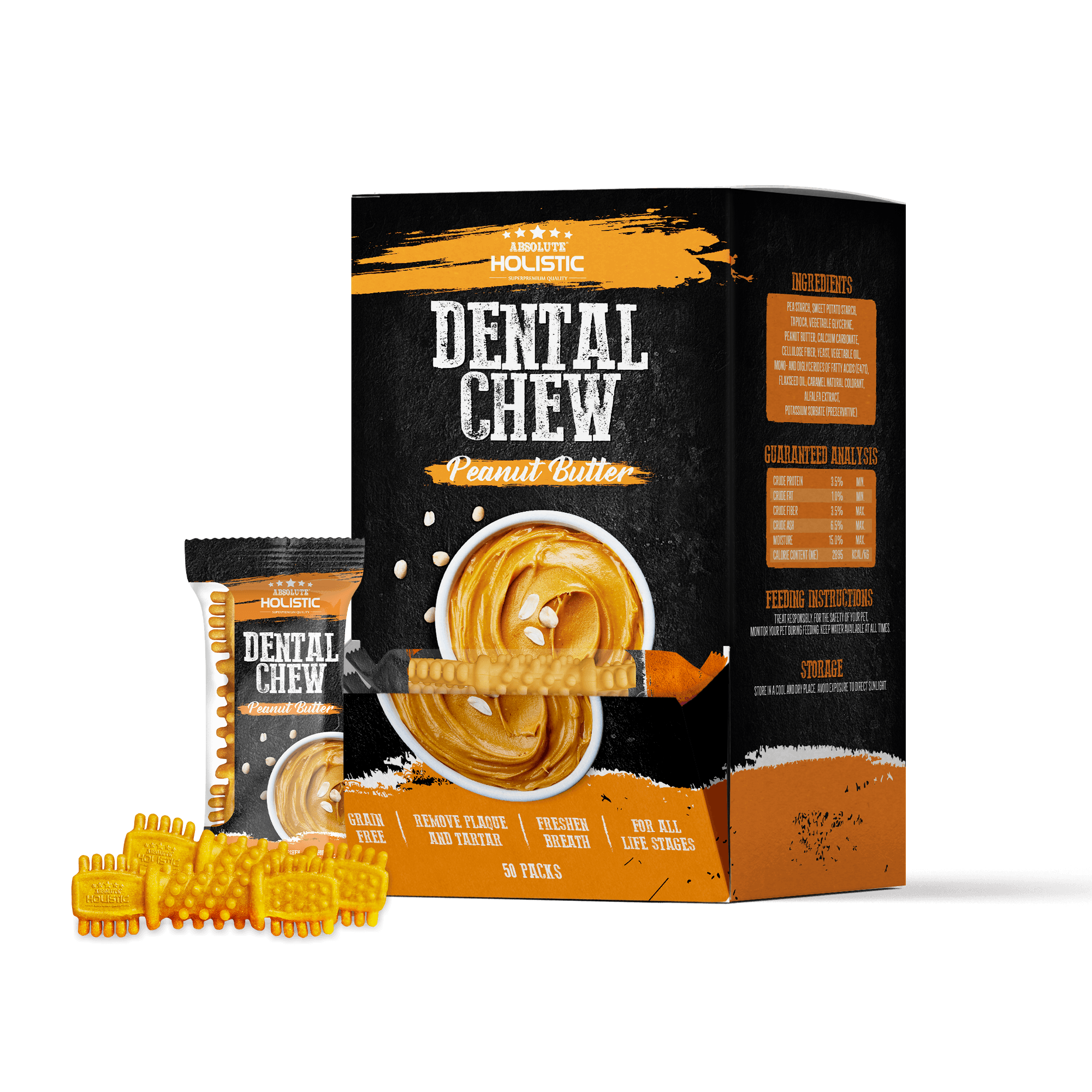 Absolute Holistic Peanut Butter Dental Chew 4" (25g/pc) (Box)