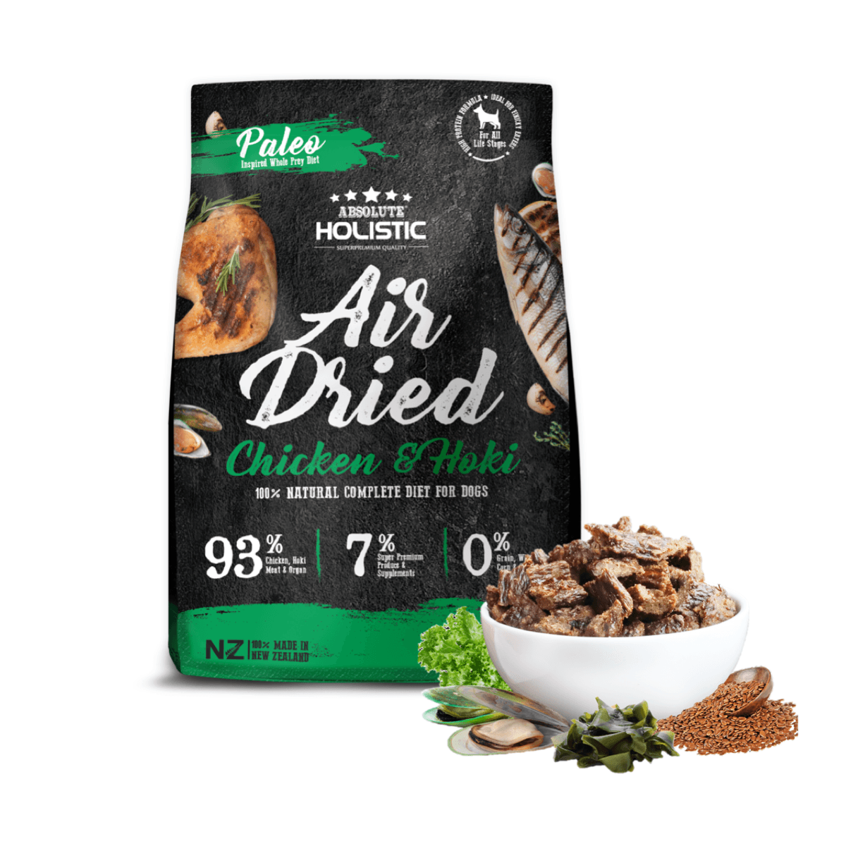Absolute Holistic Air Dried Chicken & Hoki For Dog 1kg