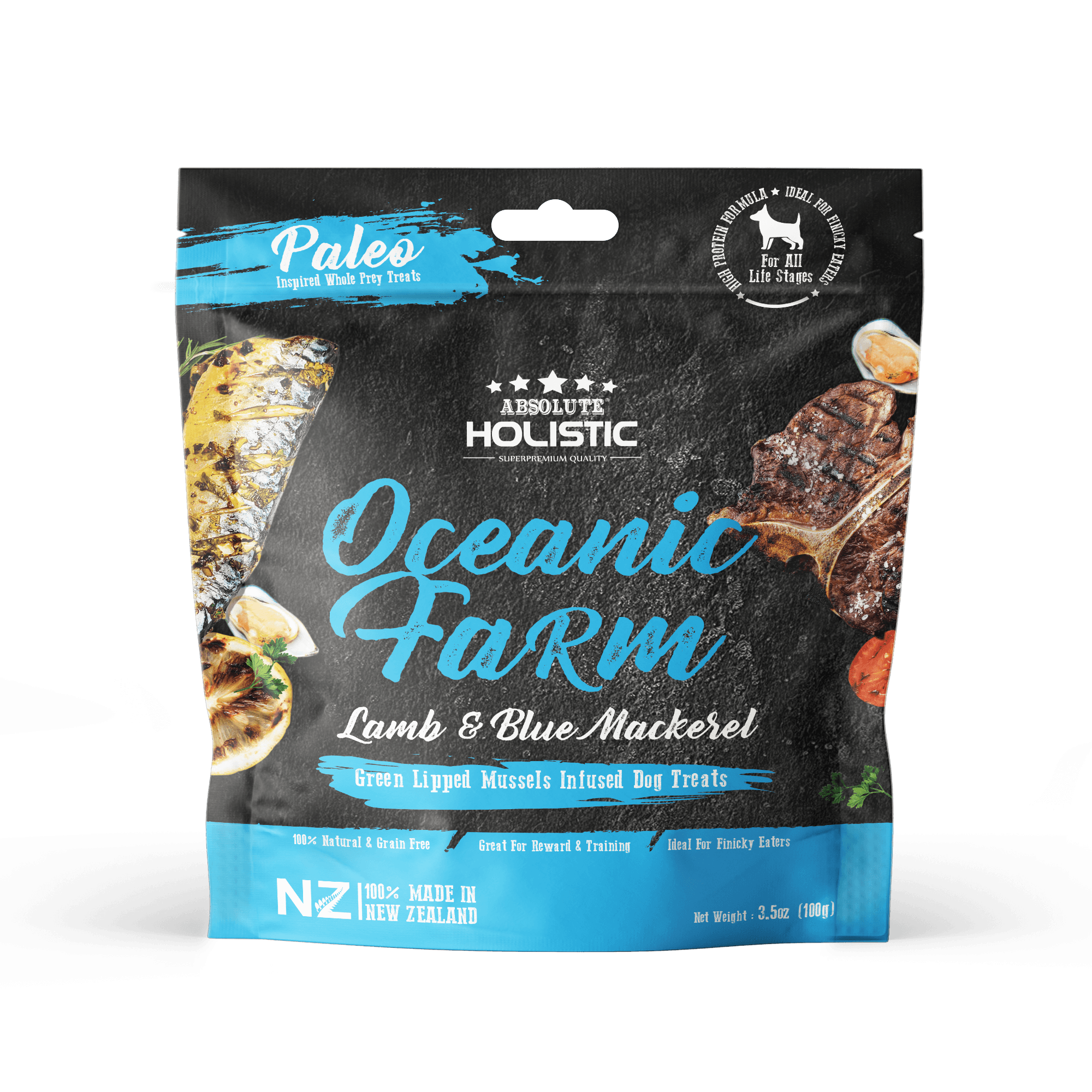 Absolute Holistic Air Dried Treats for Dogs - Oceanic Farm (100g)