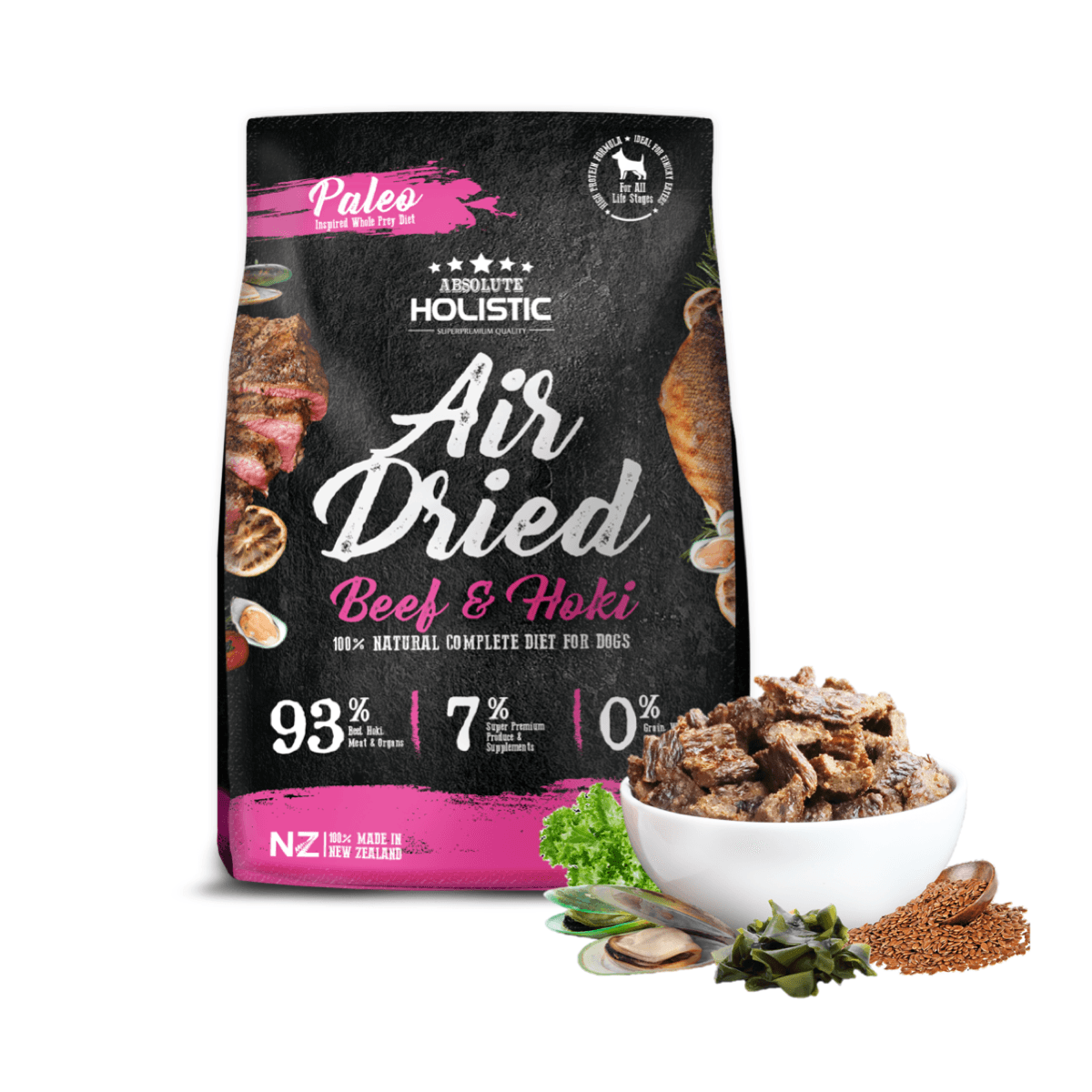 Absolute Holistic Air Dried Beef & Hoki For Dog 1kg
