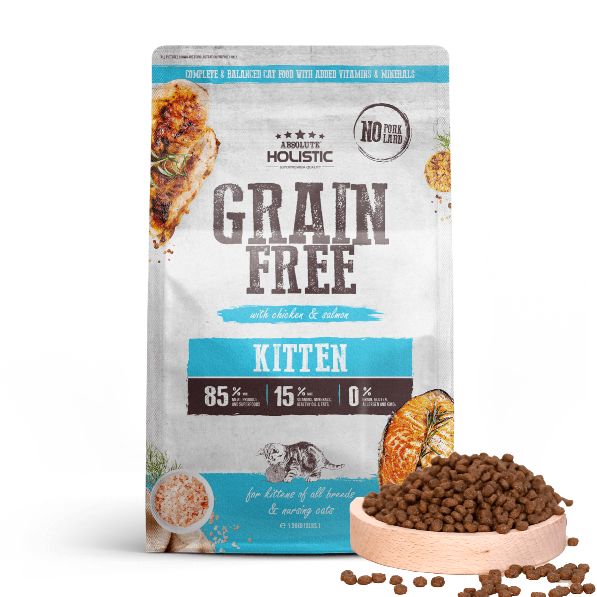 Absolute Holistic Grain Free Dry Cat Food - Kitten (3lbs)