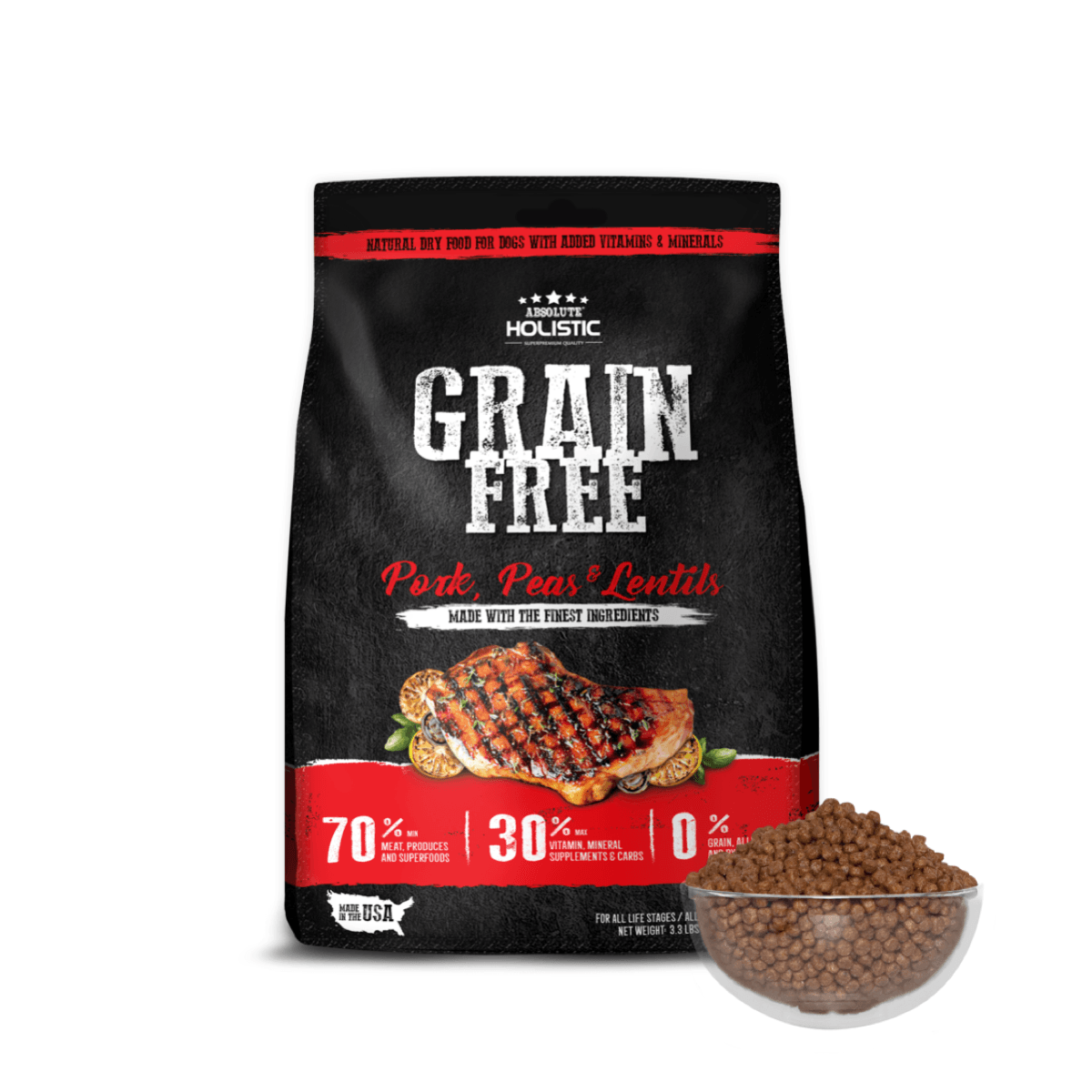 Absolute Holistic Grain Free Pork & Peas Dog Food (3.3lbs)