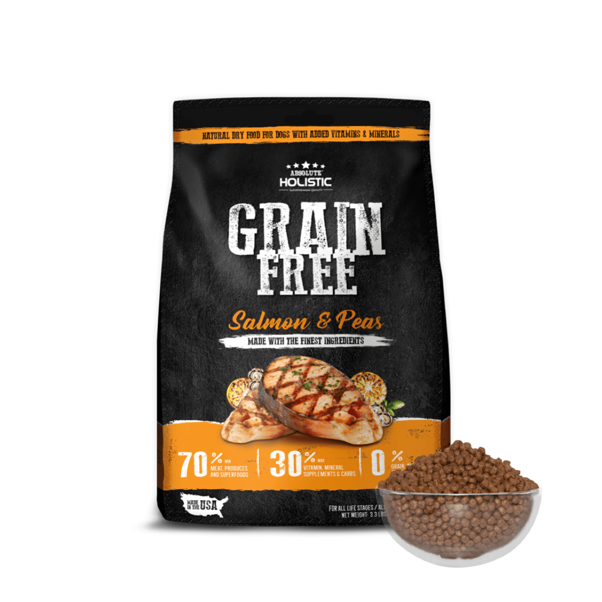 Absolute Holistic Grain Free Salmon & Peas Dog Food (3.3lbs)