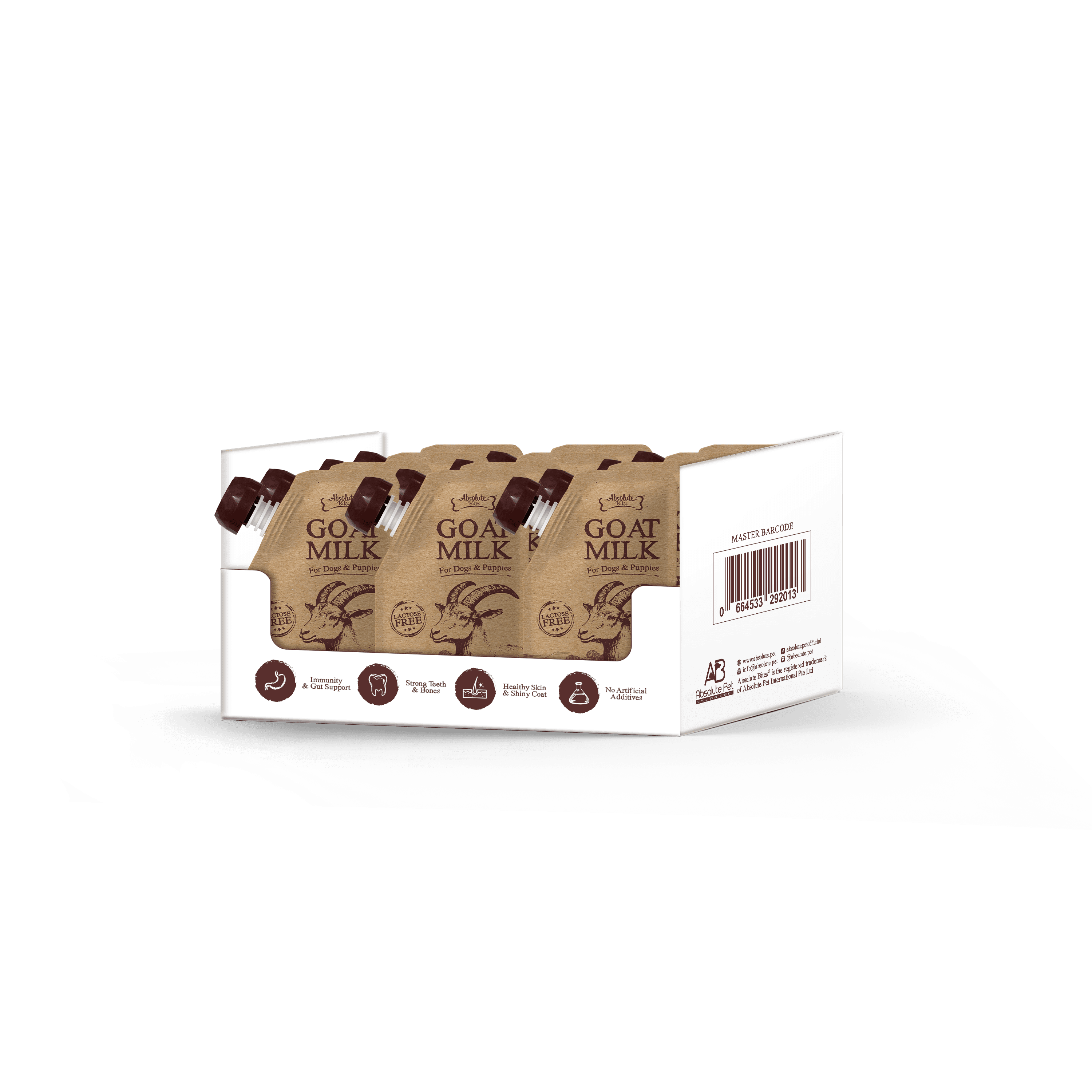 Absolute Bites Lactose-Free Goat Milk for Dogs & Puppies (150ml) | Ctn of 12 #NEW