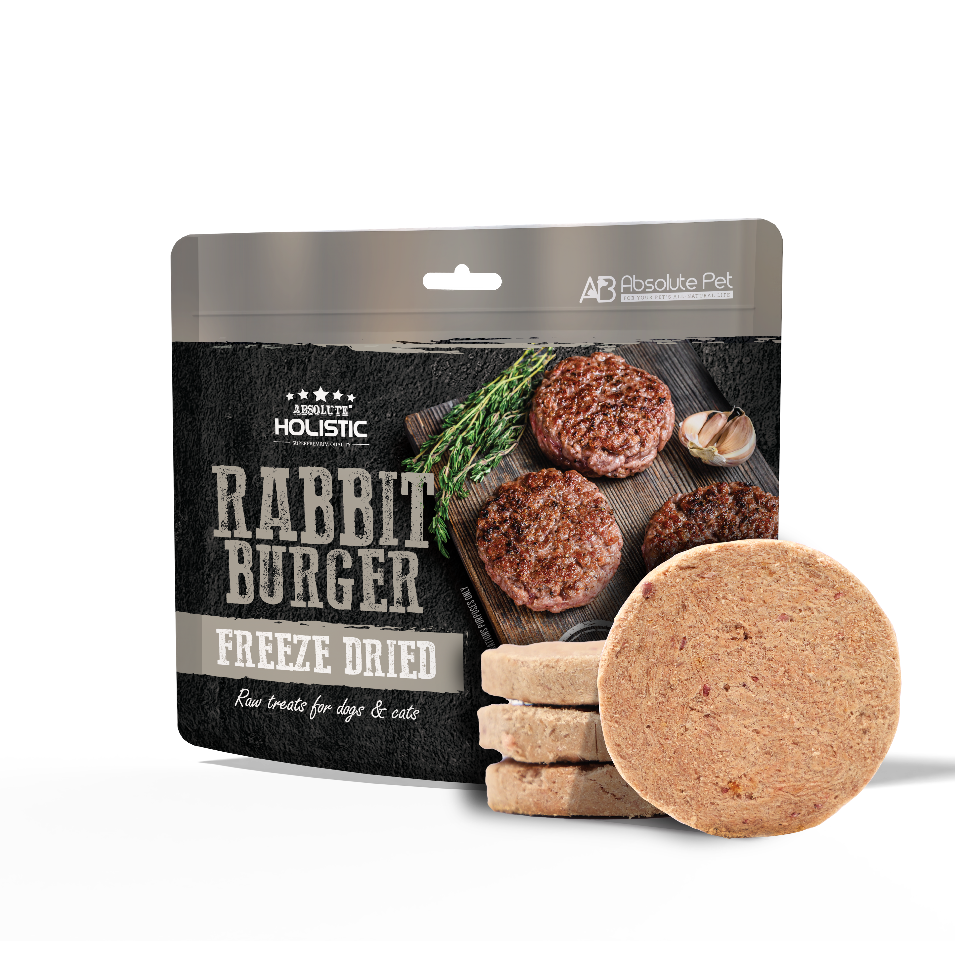 Absolute Holistic Freeze Dried Raw Treats for Cats & Dogs - Rabbit Burger (60g)