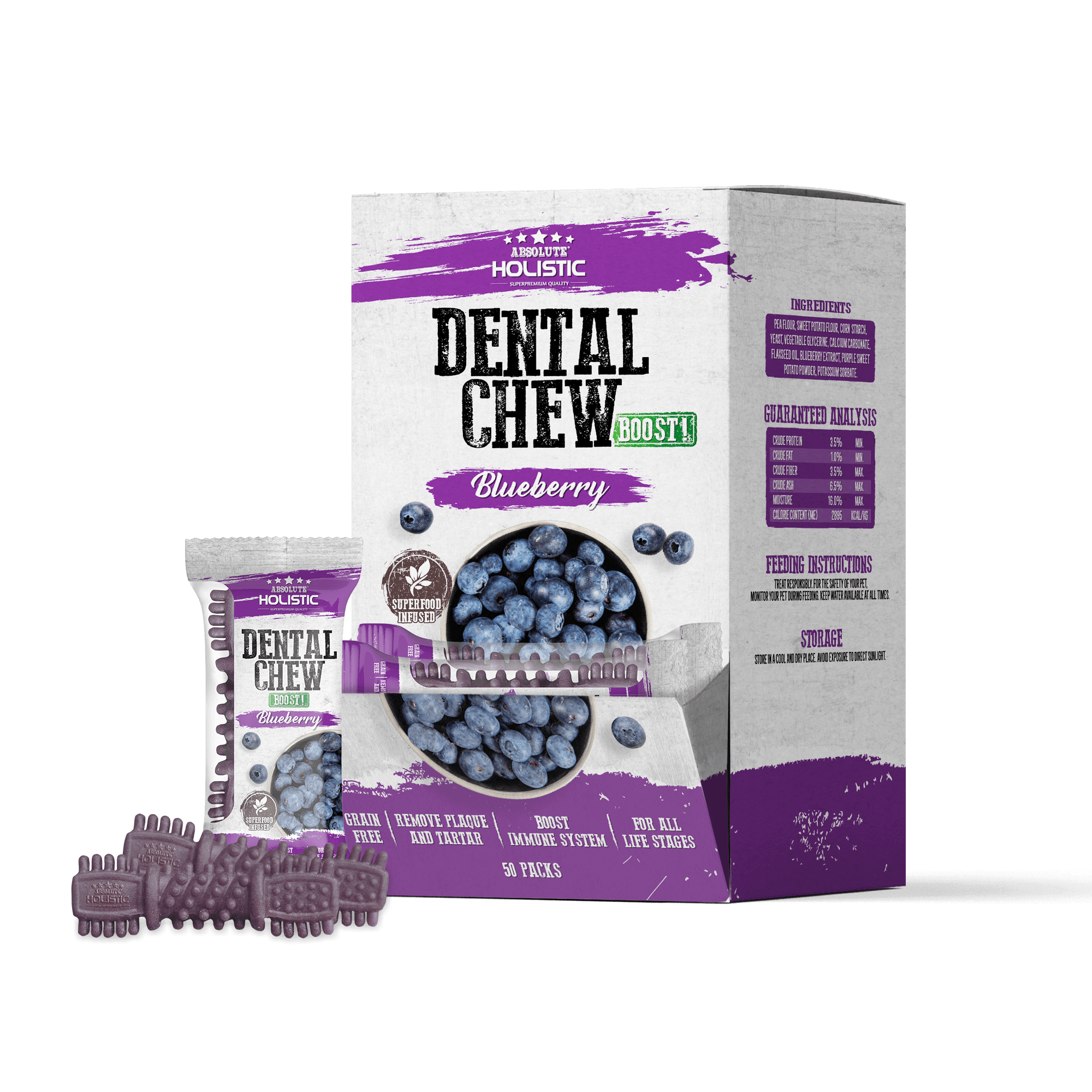 Absolute Holistic Blueberry Boost Dental Chew 4" (25g/pc) (Box)