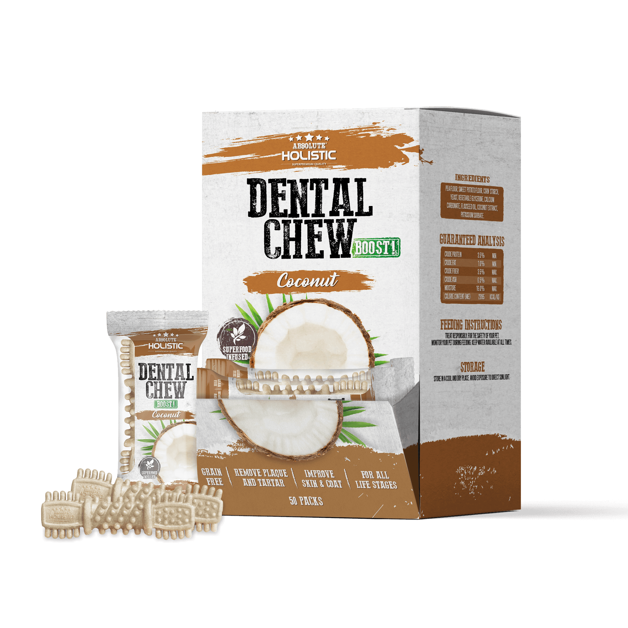Absolute Holistic Coconut Boost Dental Chew 4" (25g/pc) (Box)