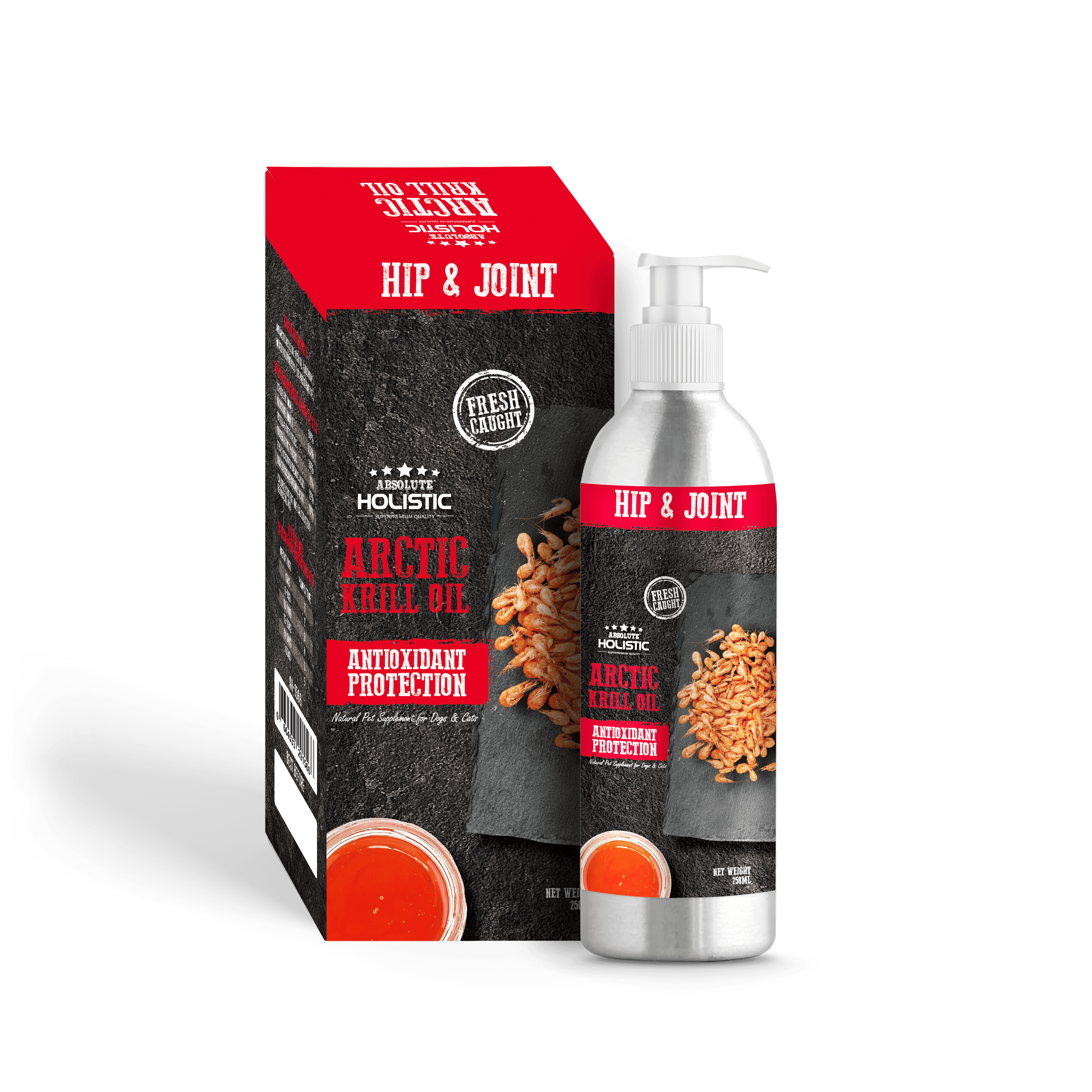 Absolute Holistic Arctic Krill Oil Natural Pet Supplement for Cats & Dogs (250ml)