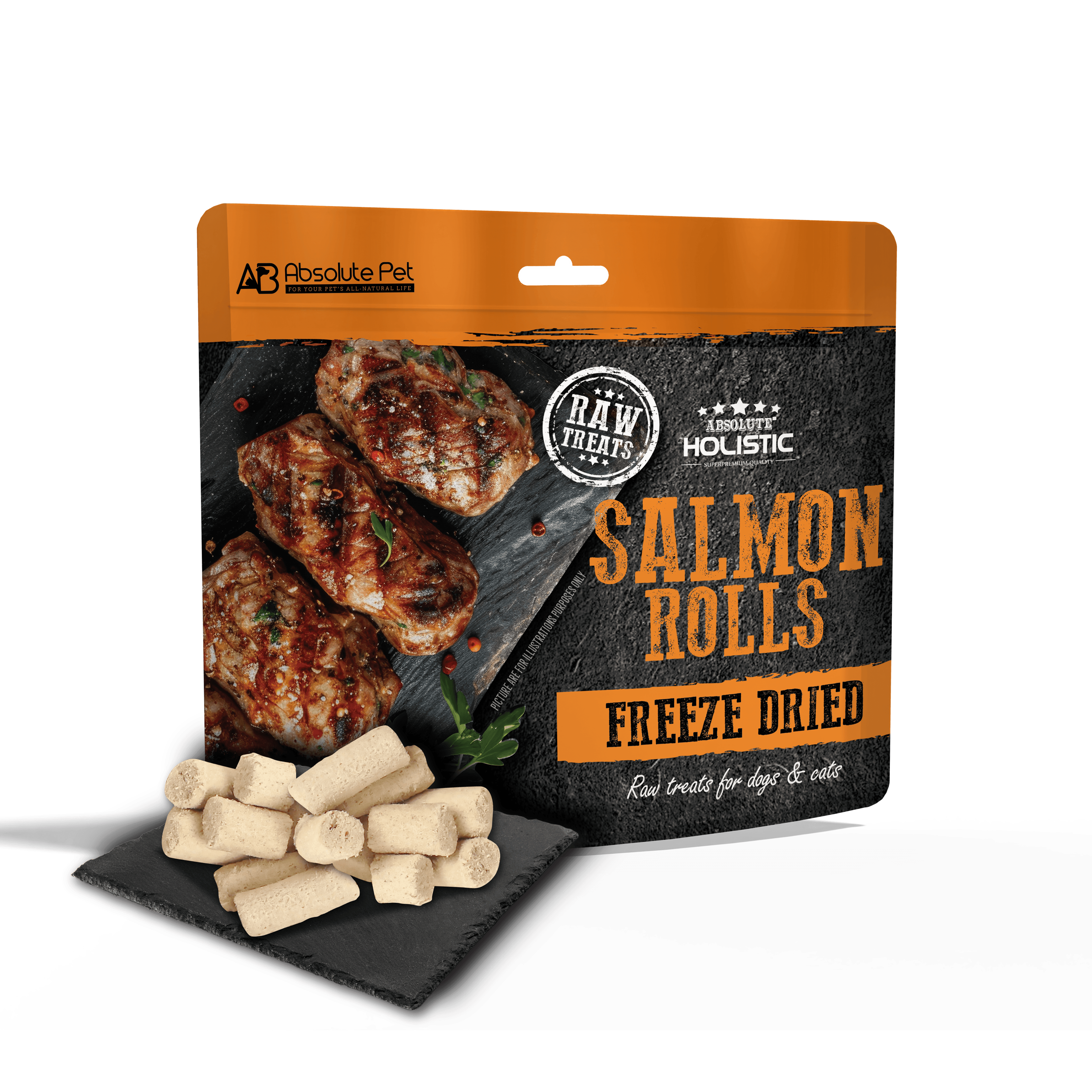 Absolute Holistic Freeze Dried Raw Treats for Cats & Dogs - Salmon Rolls (60g)
