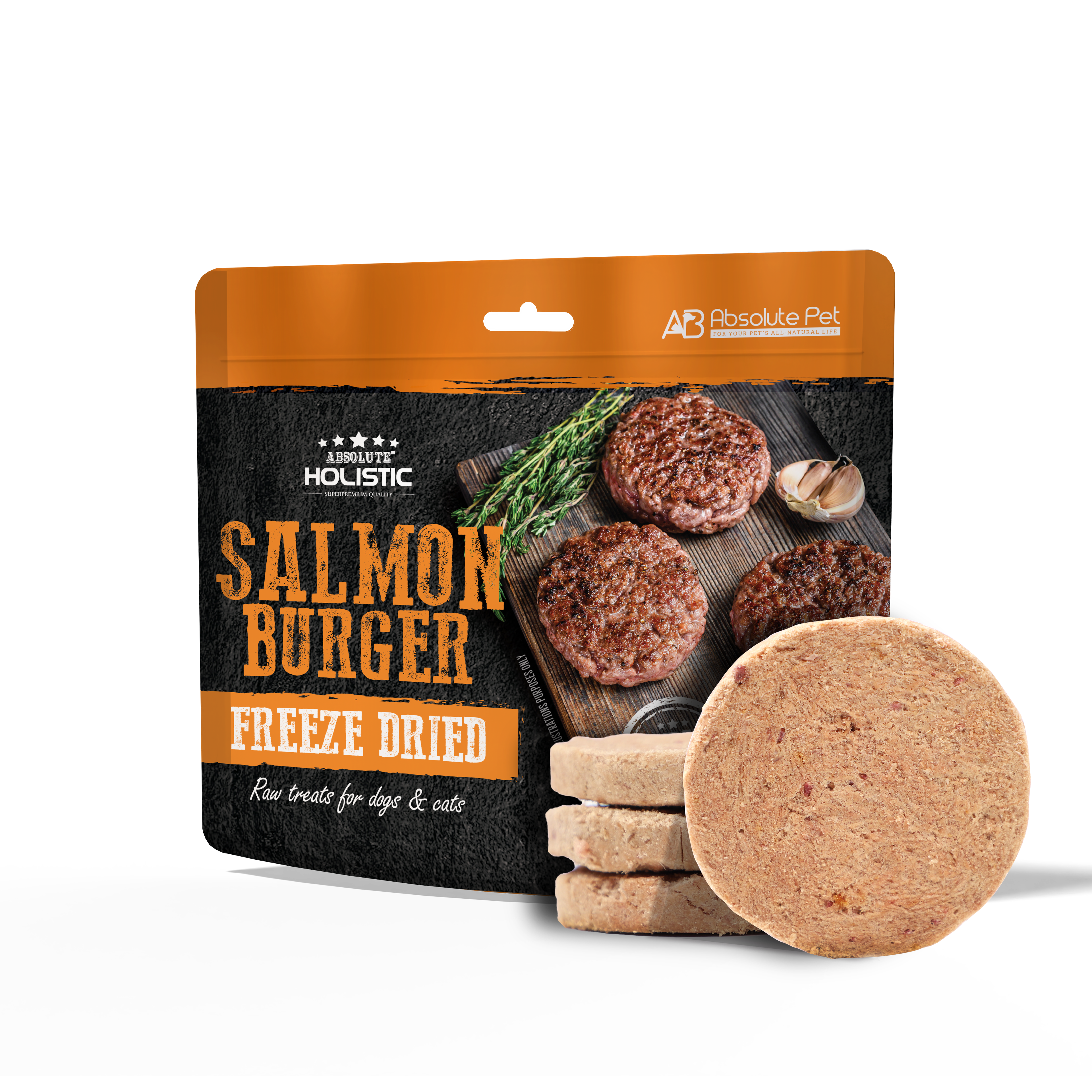 Absolute Holistic Freeze Dried Raw Treats for Cats & Dogs - Salmon Burger (80g)