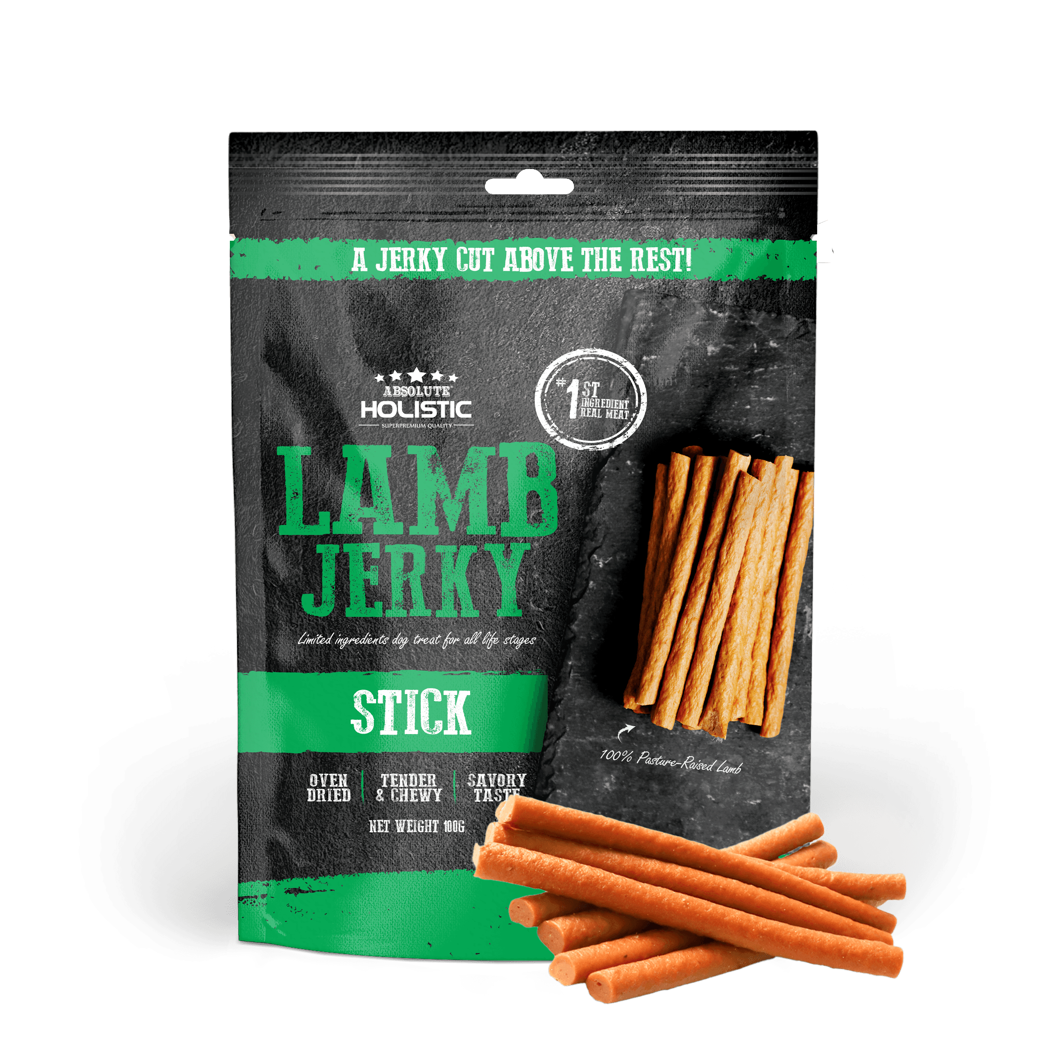 Absolute Holistic Jerky Limited Ingredient Dog Treat - Lamb Stick (100g)