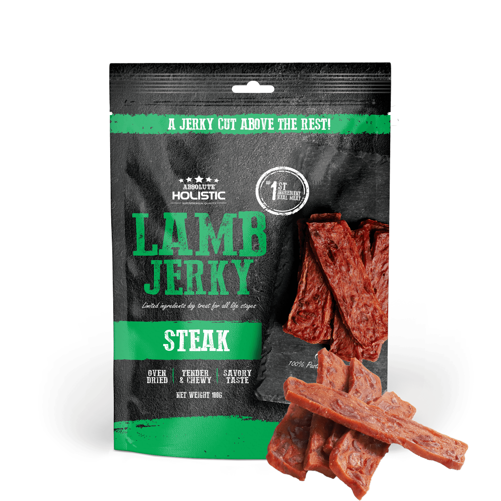 Absolute Holistic Jerky Limited Ingredient Dog Treat - Lamb Steak (100g)