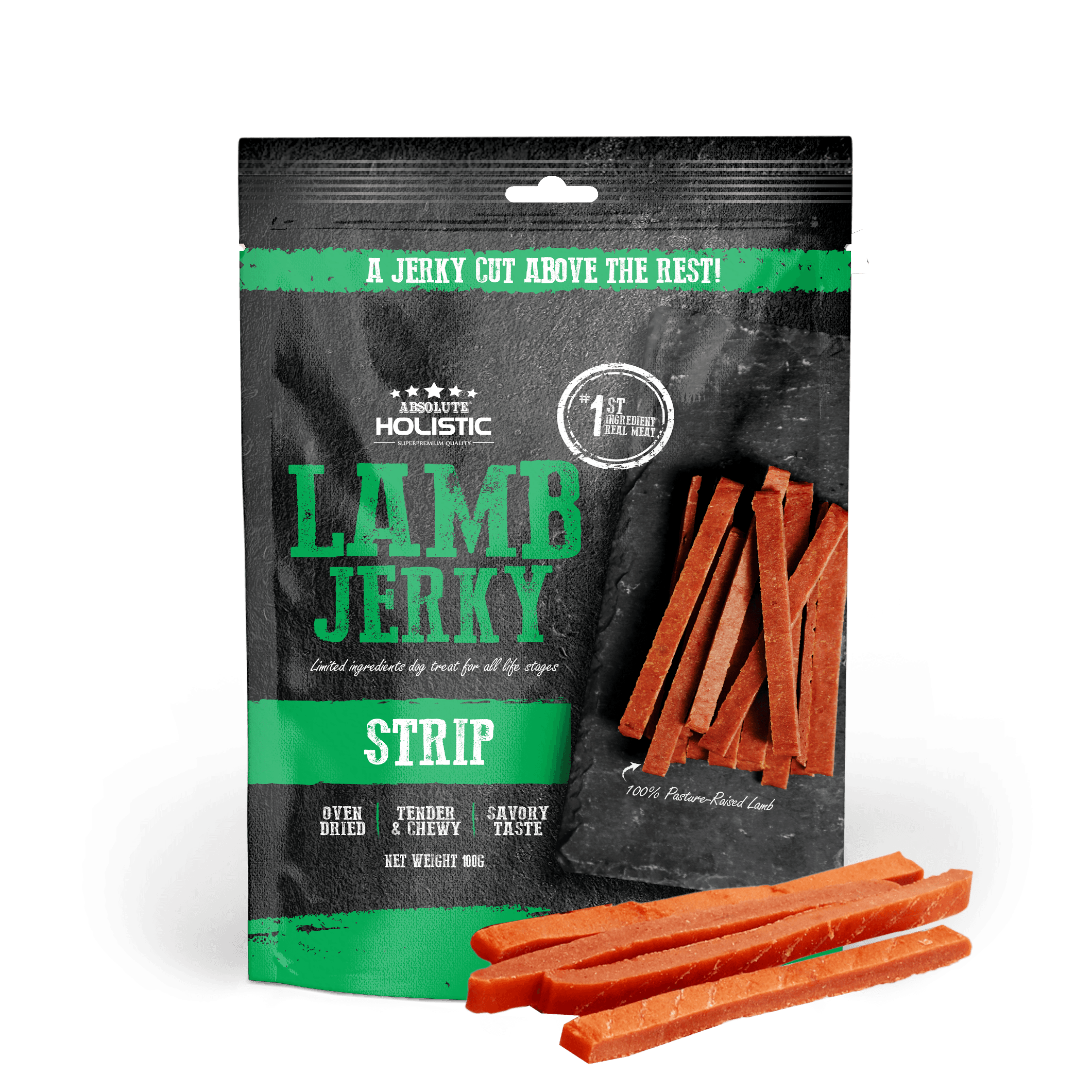 Absolute Holistic Jerky Limited Ingredient Dog Treat - Lamb Strip (100g)