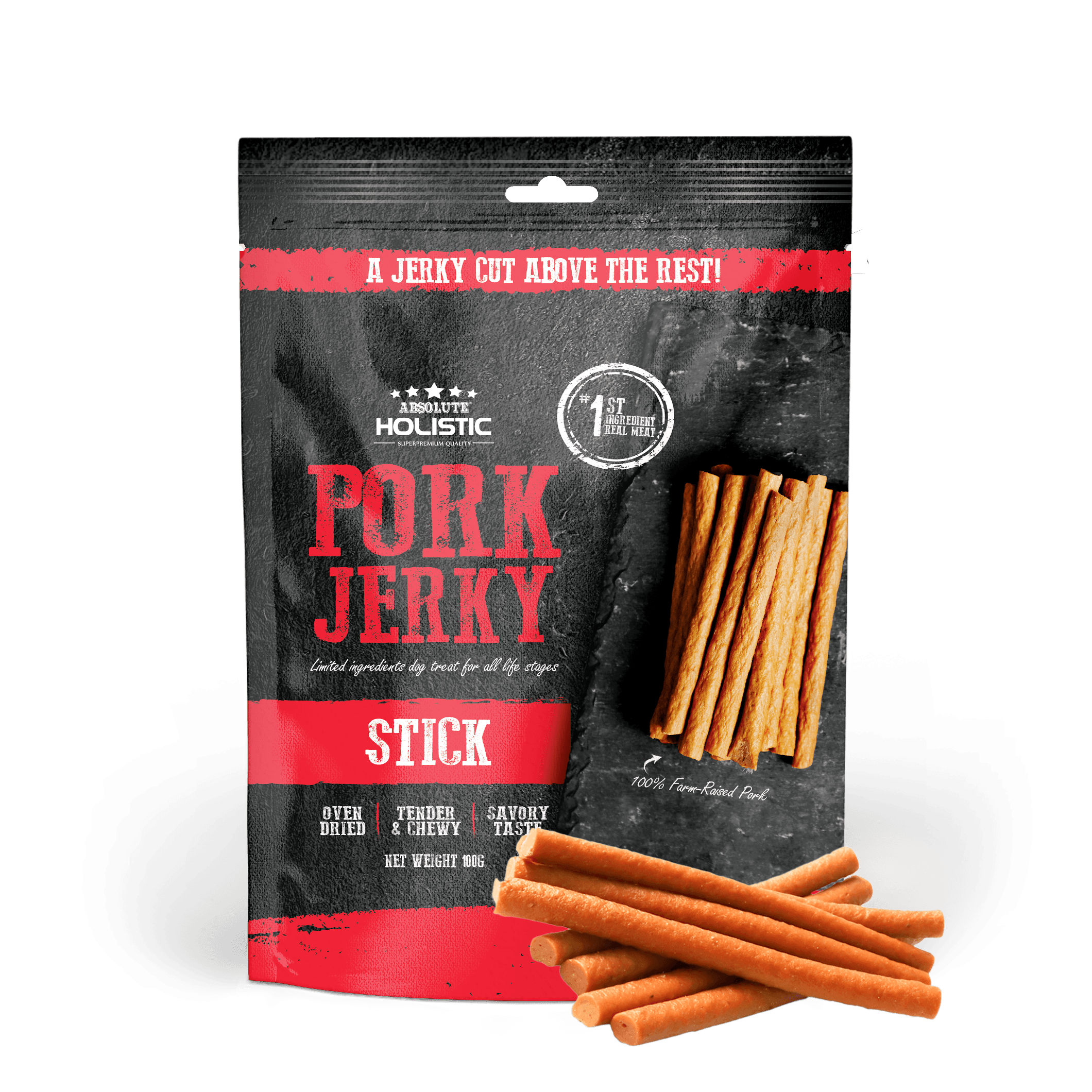 Absolute Holistic Jerky Limited Ingredient Dog Treat - Pork Stick (100g)