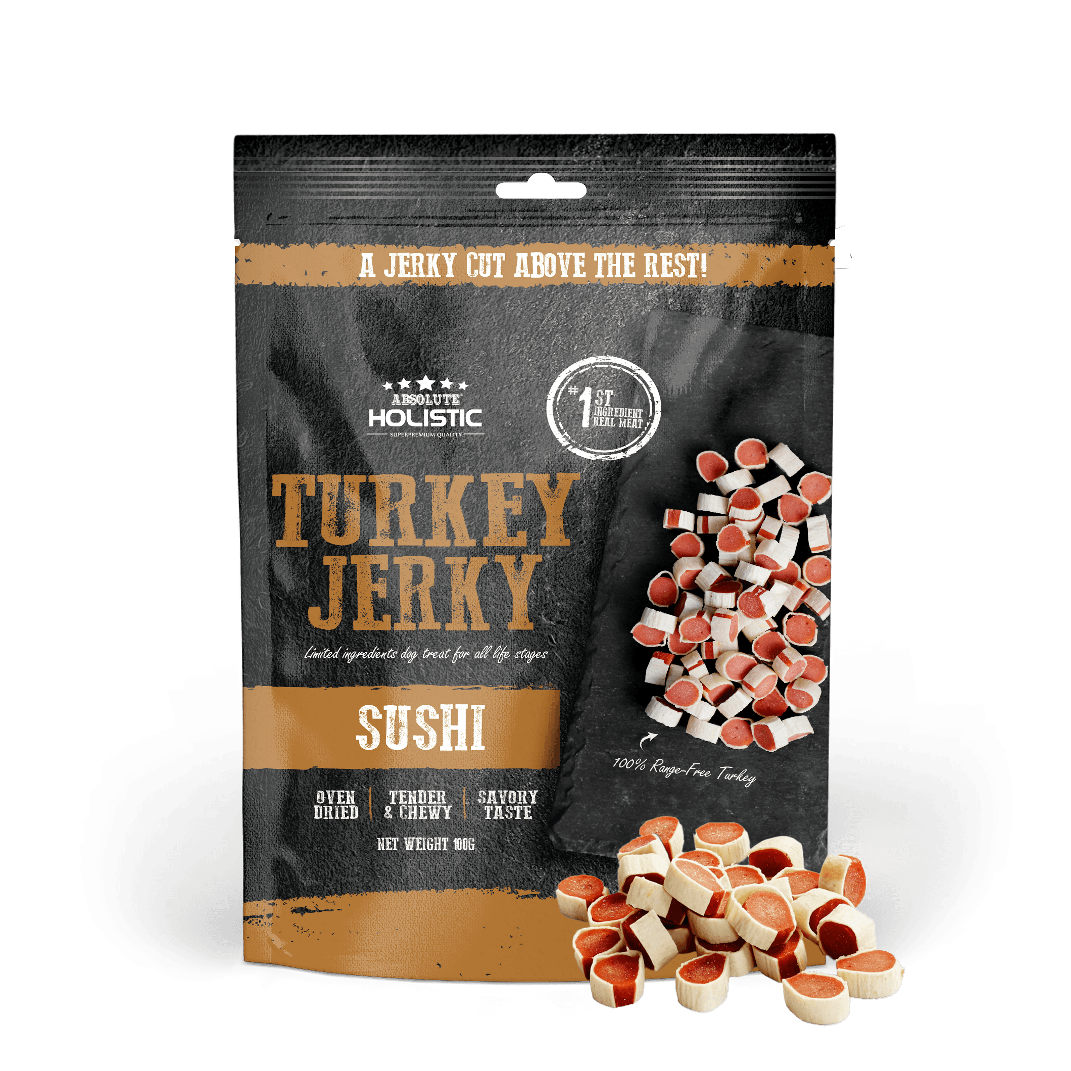 Absolute Holistic Jerky Limited Ingredient Dog Treat - Turkey Sushi (100g)