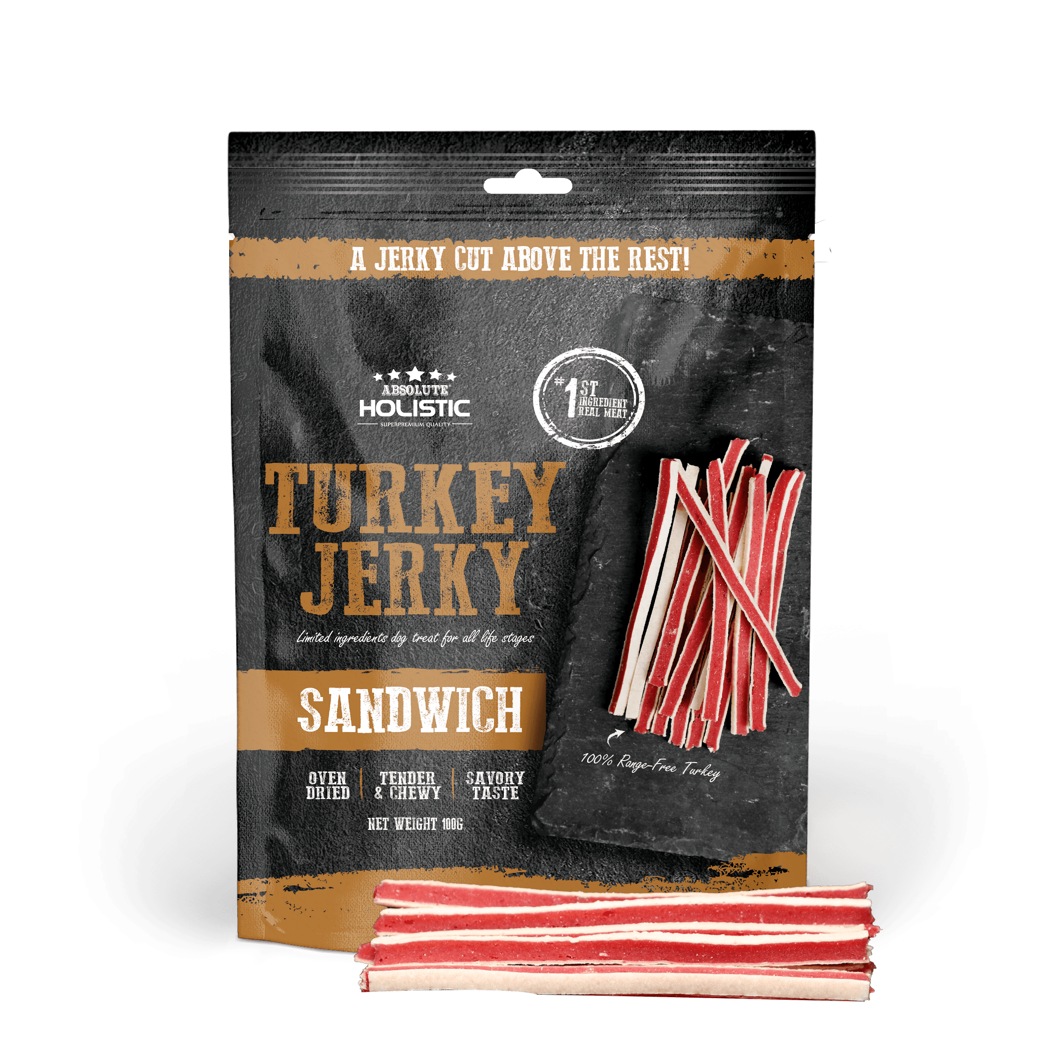 Absolute Holistic Jerky Limited Ingredient Dog Treat - Turkey Sandwich (100g)