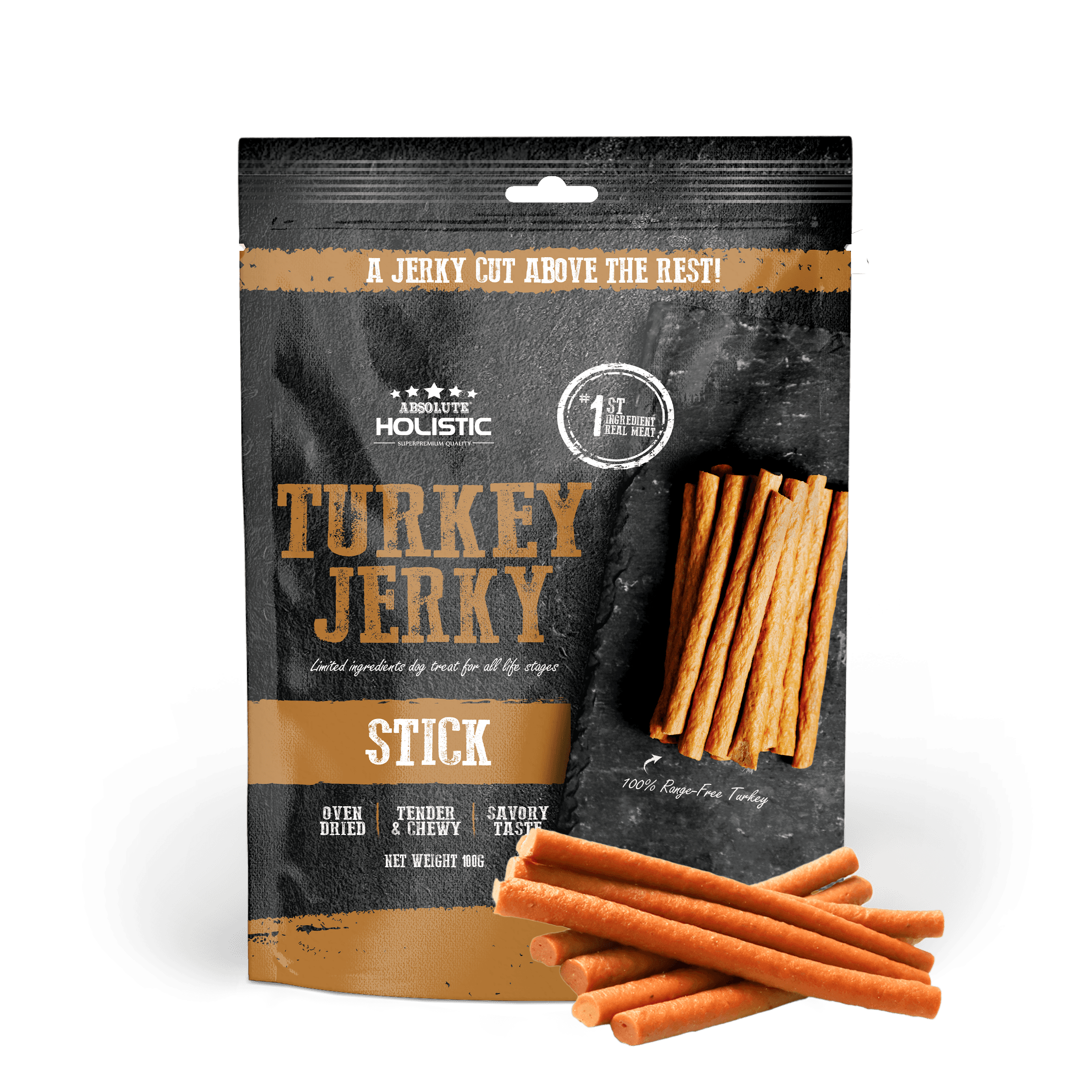 Absolute Holistic Jerky Limited Ingredient Dog Treat - Turkey Stick (100g)