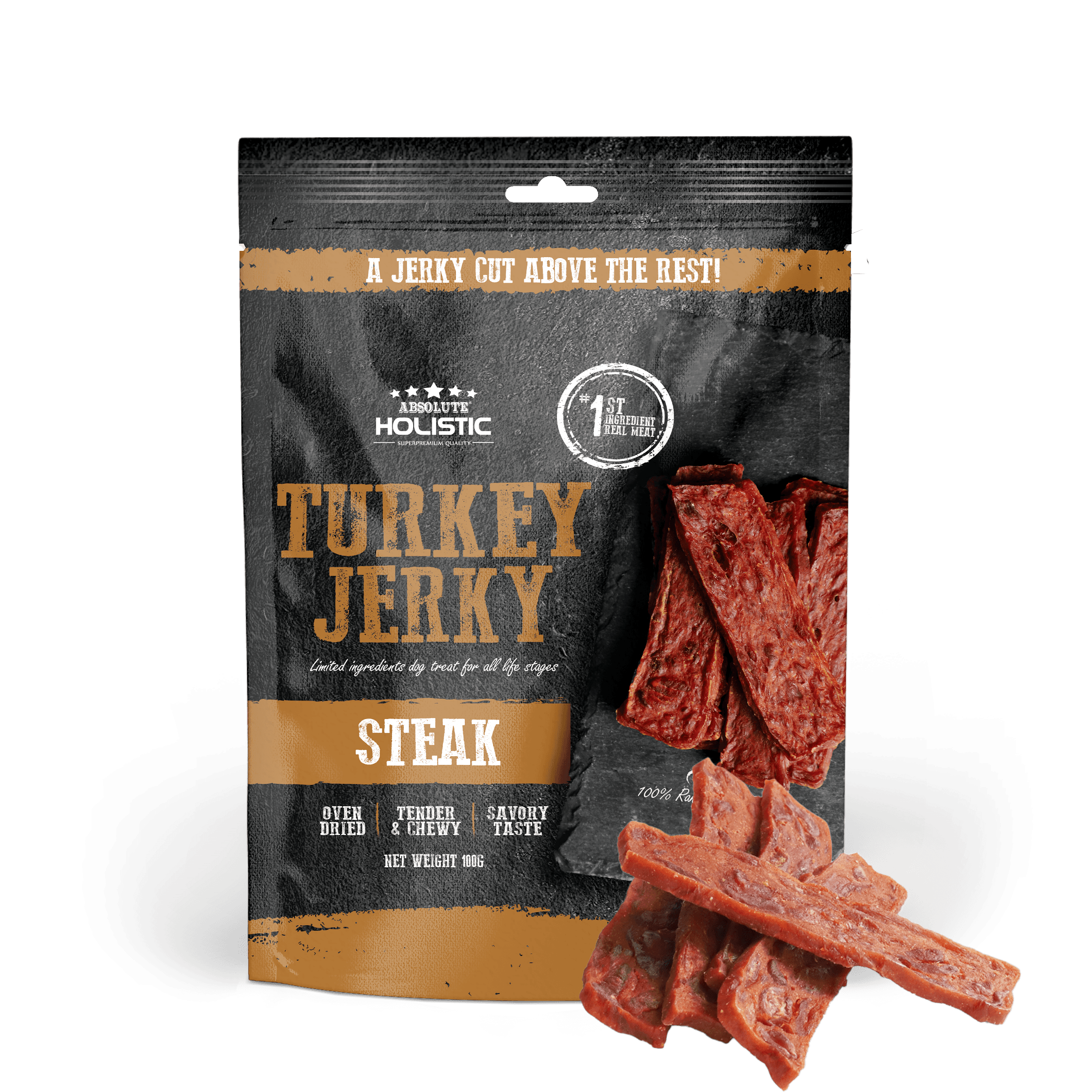 Absolute Holistic Jerky Limited Ingredient Dog Treat - Turkey Steak (100g)