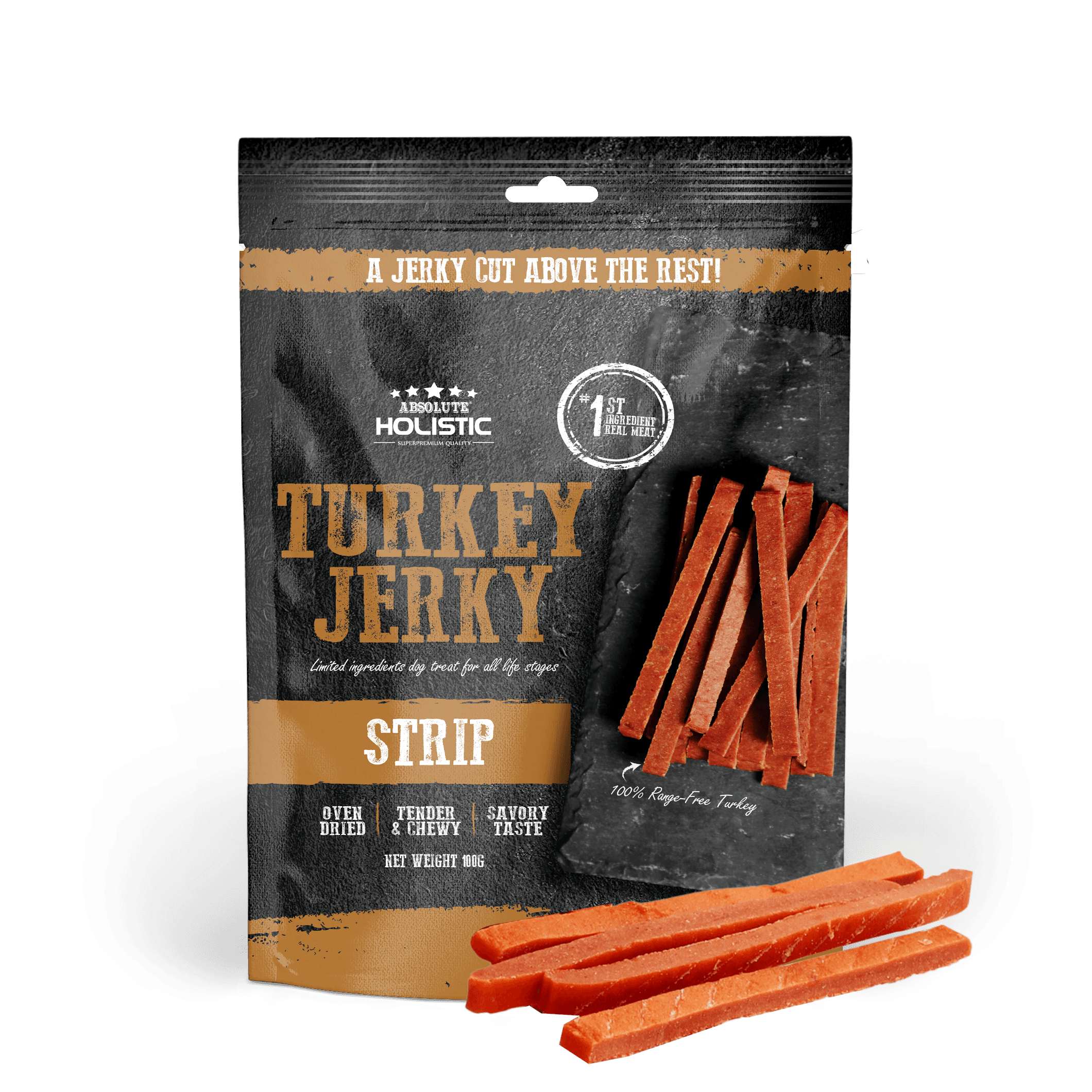 Absolute Holistic Jerky Limited Ingredient Dog Treat - Turkey Strip (100g)
