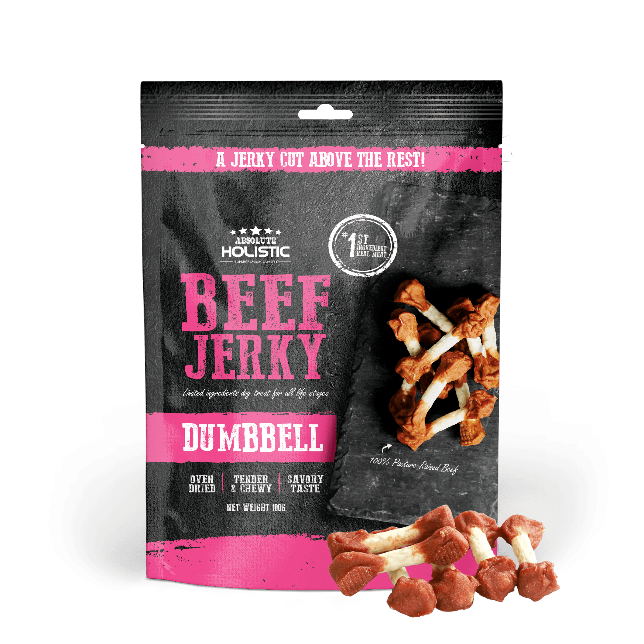 Absolute Holistic Jerky Limited Ingredient Dog Treat - Beef Dumbbell (100g)