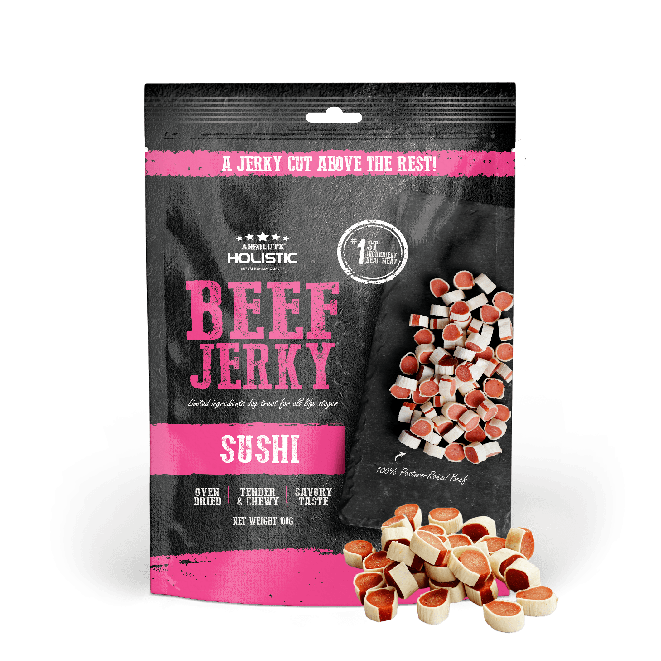 Absolute Holistic Jerky Limited Ingredient Dog Treat - Beef Sushi (100g)
