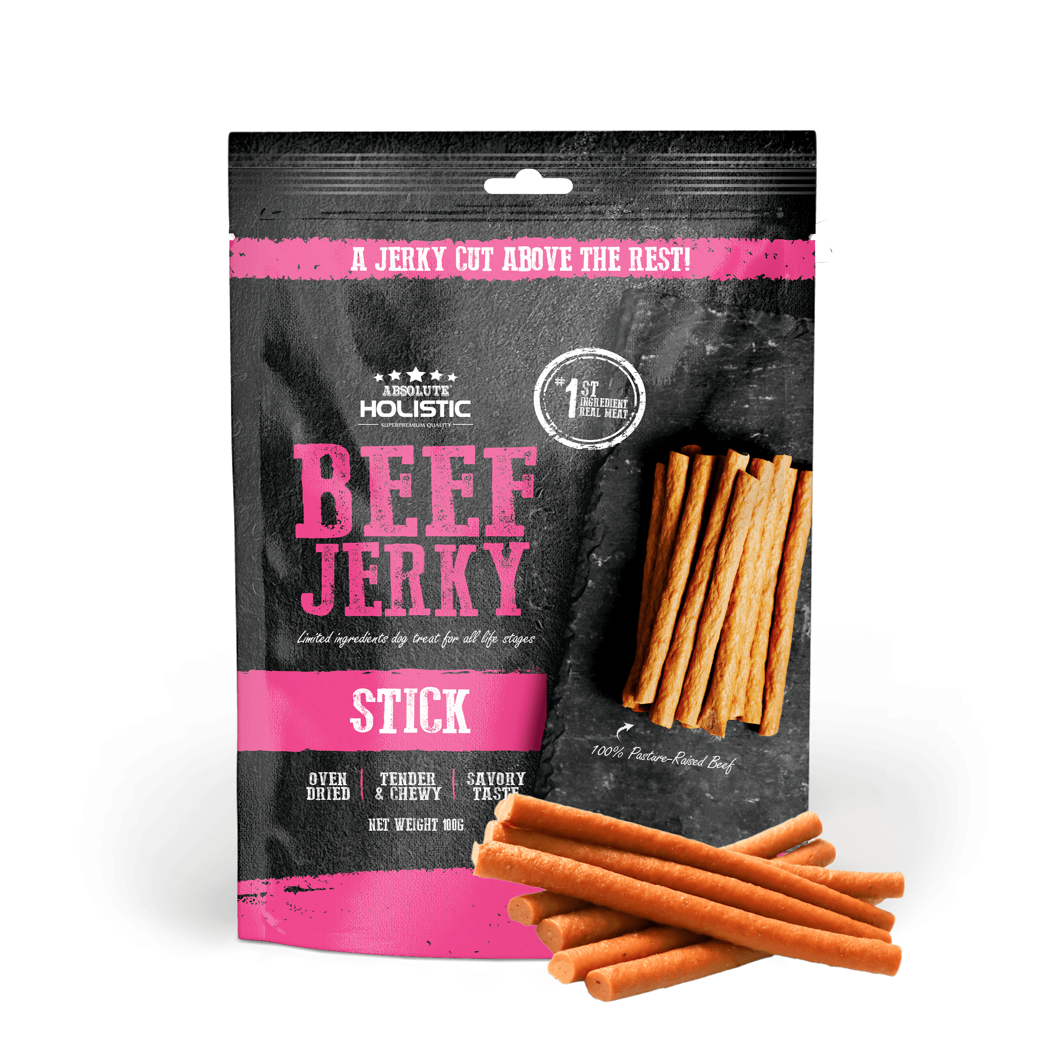 Absolute Holistic Jerky Limited Ingredient Dog Treat - Beef Stick (100g)