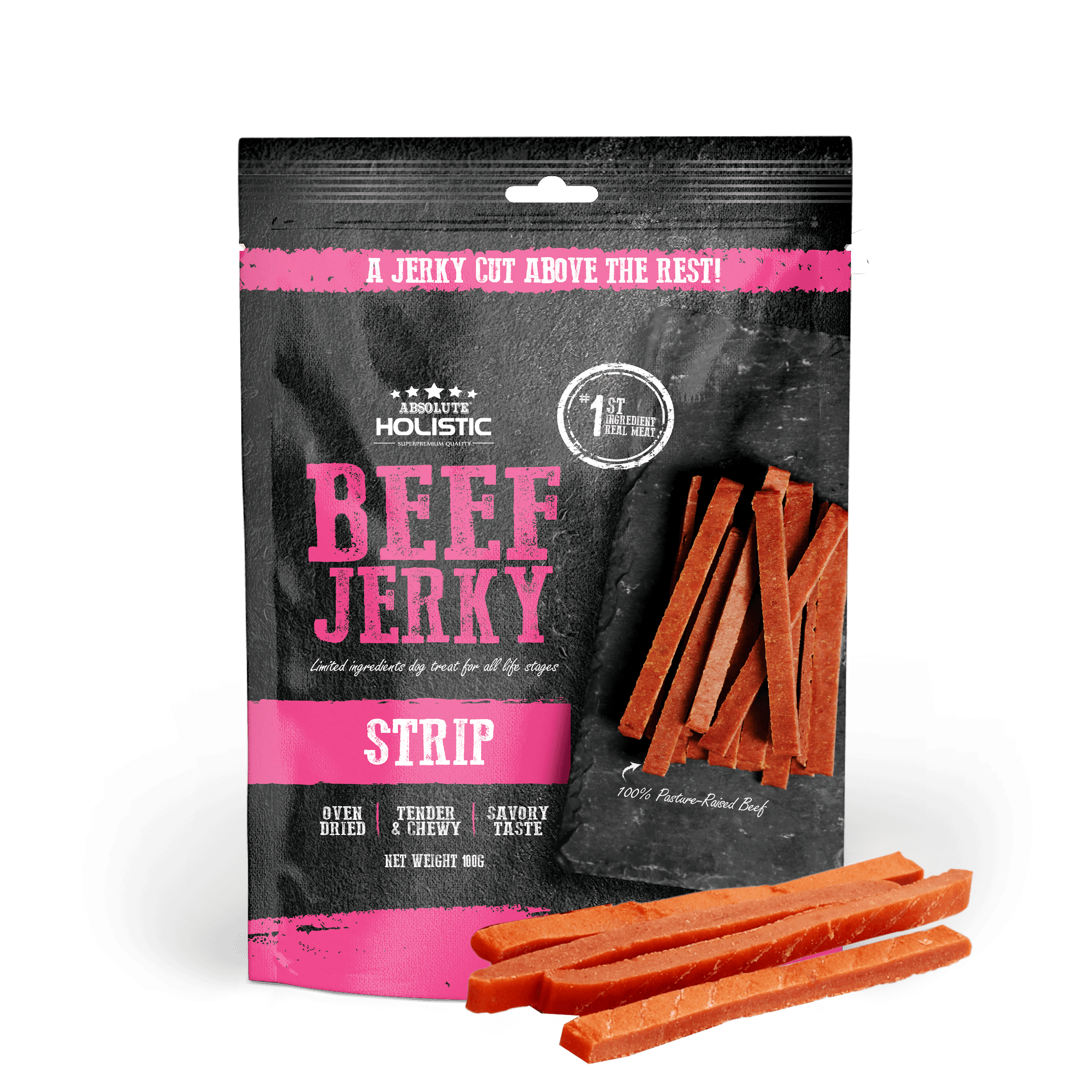 Absolute Holistic Jerky Limited Ingredient Dog Treat - Beef Strip (100g)