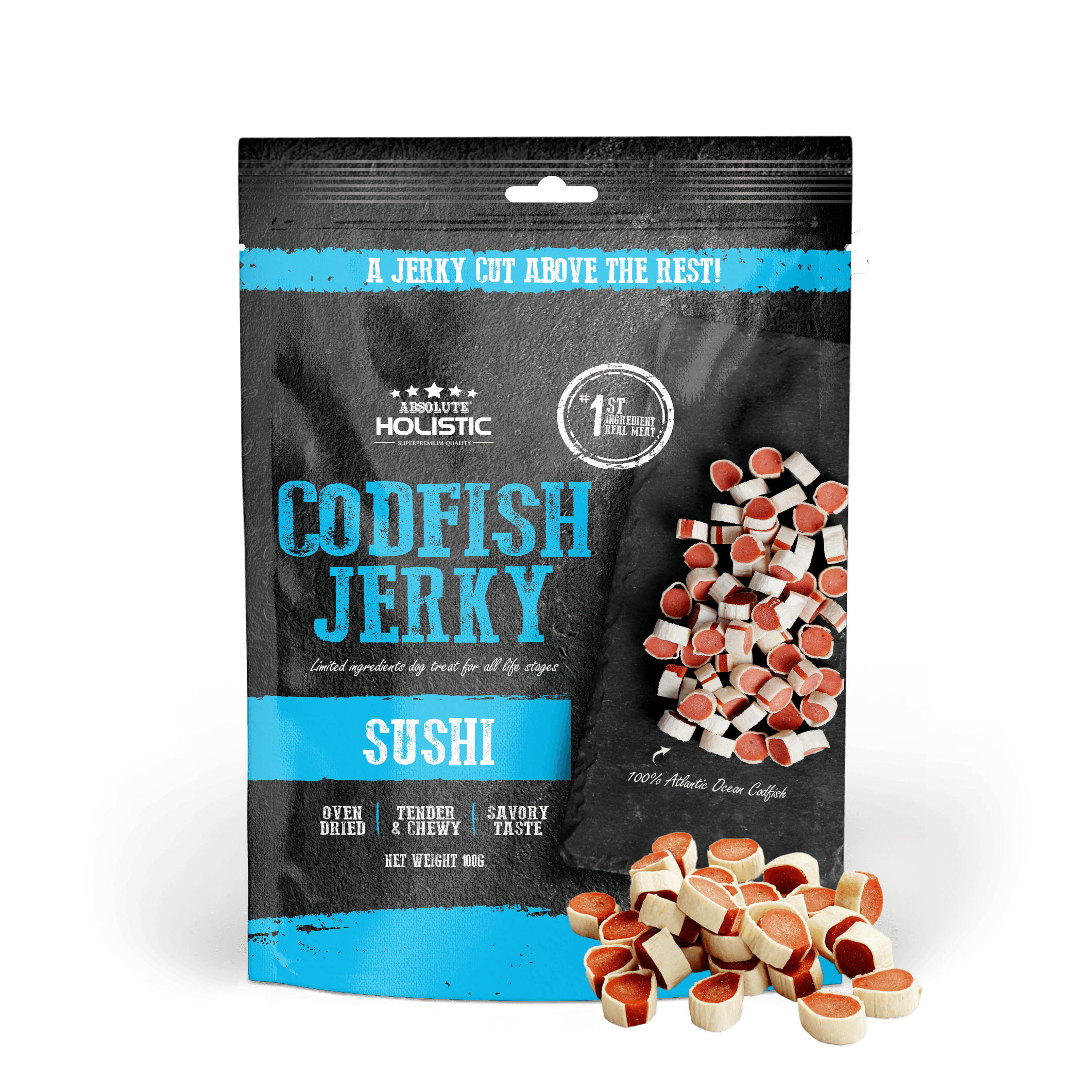 Absolute Holistic Jerky Limited Ingredient Dog Treat - Codfish Sushi (100g)