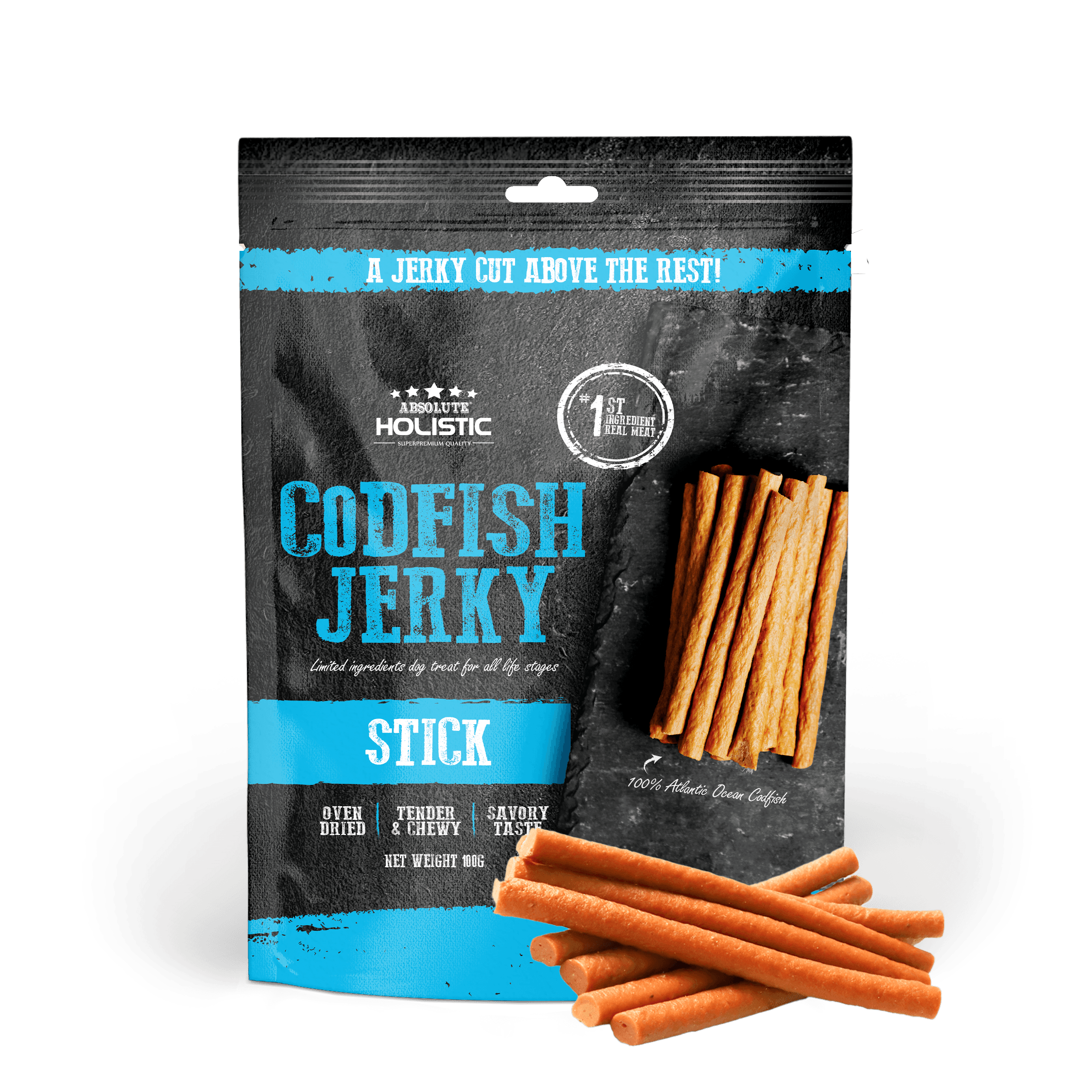 Absolute Holistic Jerky Limited Ingredient Dog Treat - Codfish Stick (100g)