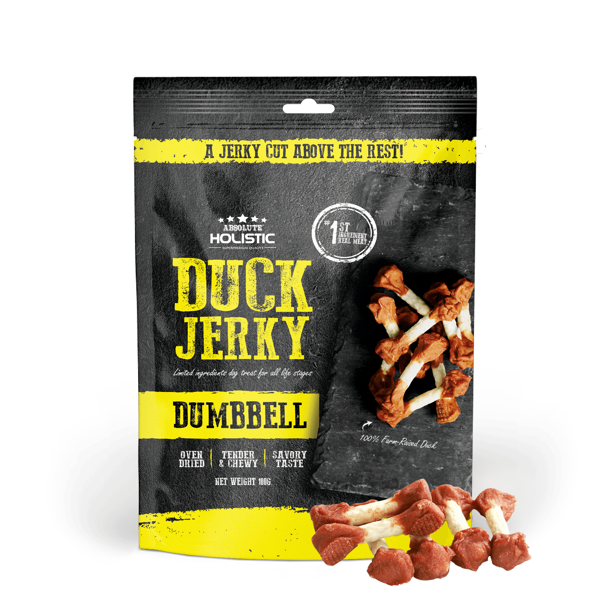Absolute Holistic Jerky Limited Ingredient Dog Treat - Duck Dumbbell (100g)