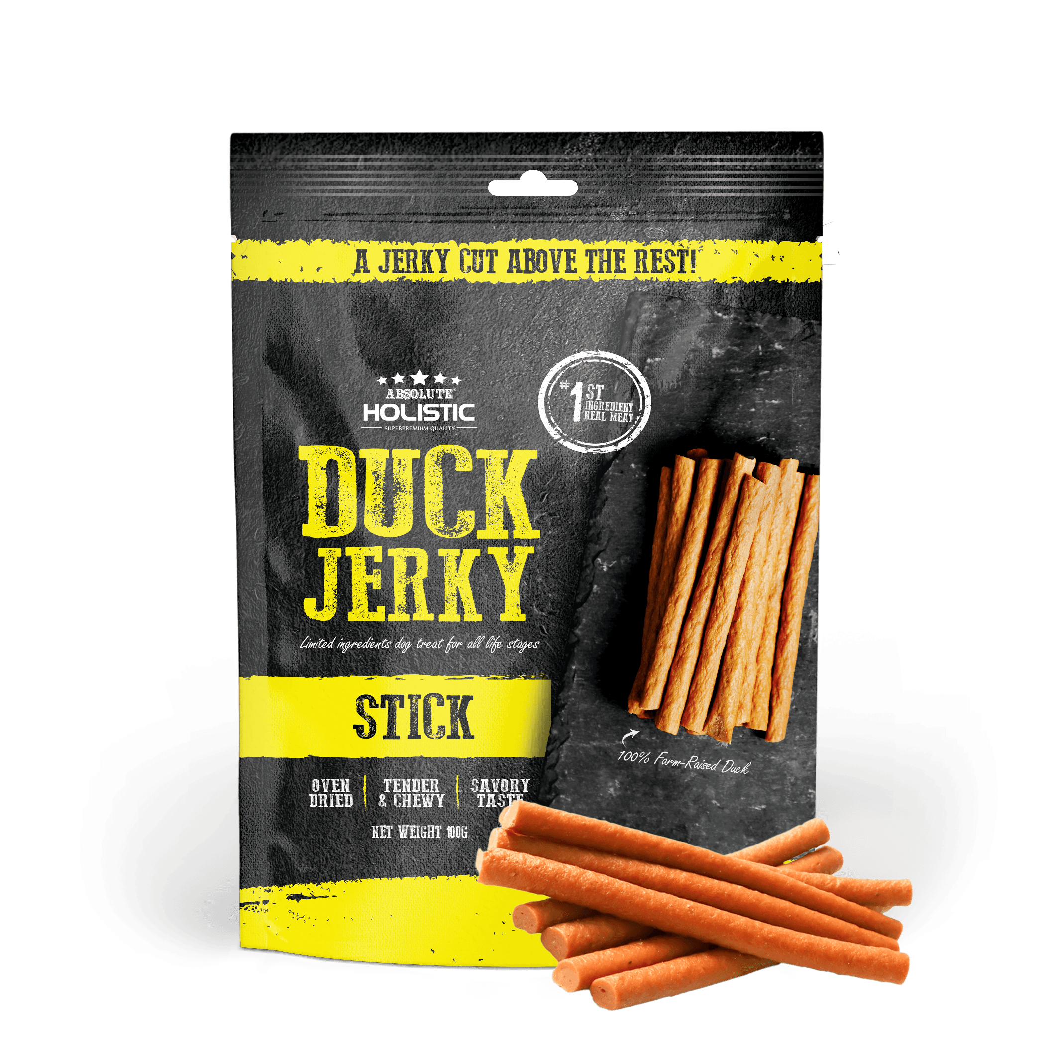 Absolute Holistic Jerky Limited Ingredient Dog Treat - Duck Stick (100g)