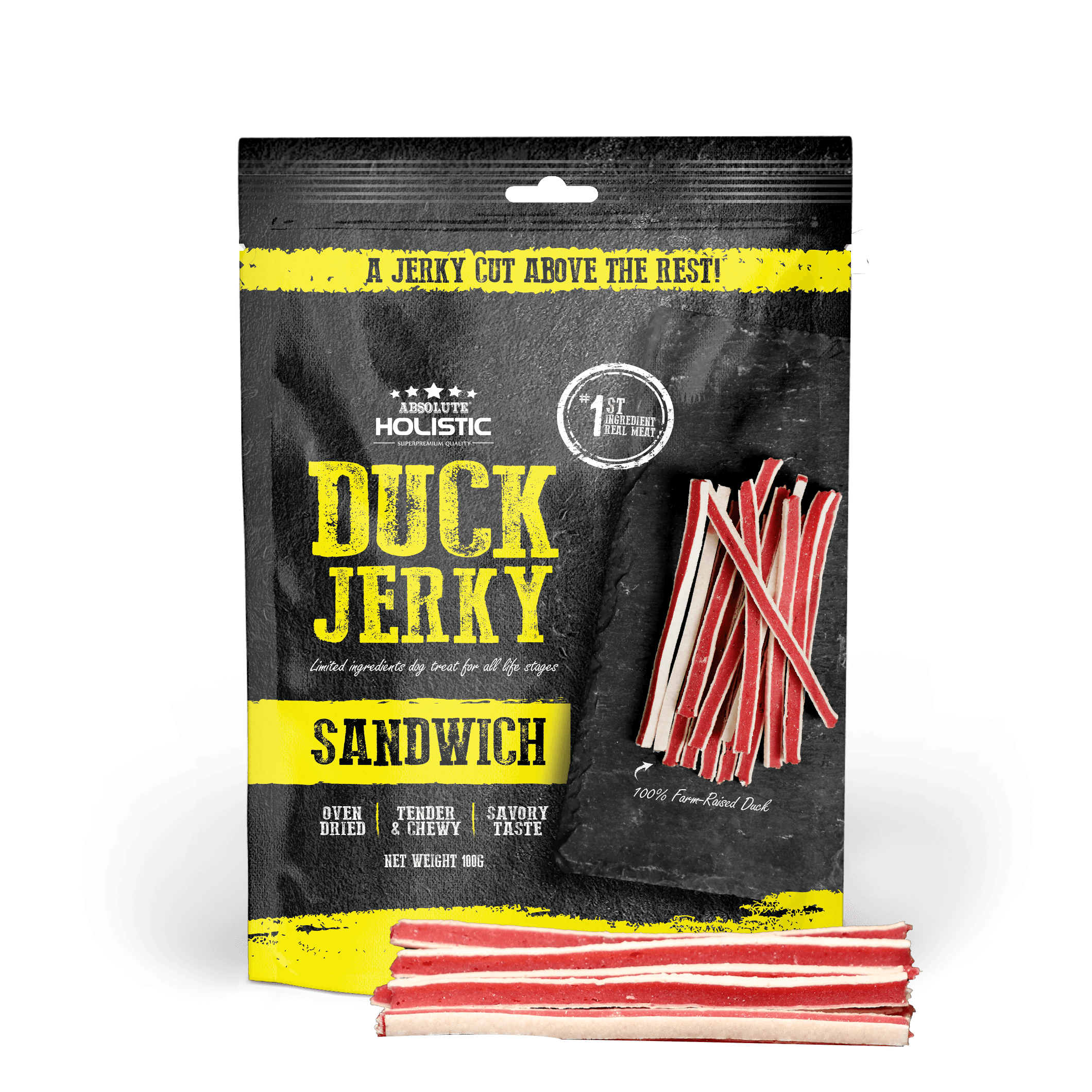 Absolute Holistic Jerky Limited Ingredient Dog Treat - Duck Sandwich (100g)