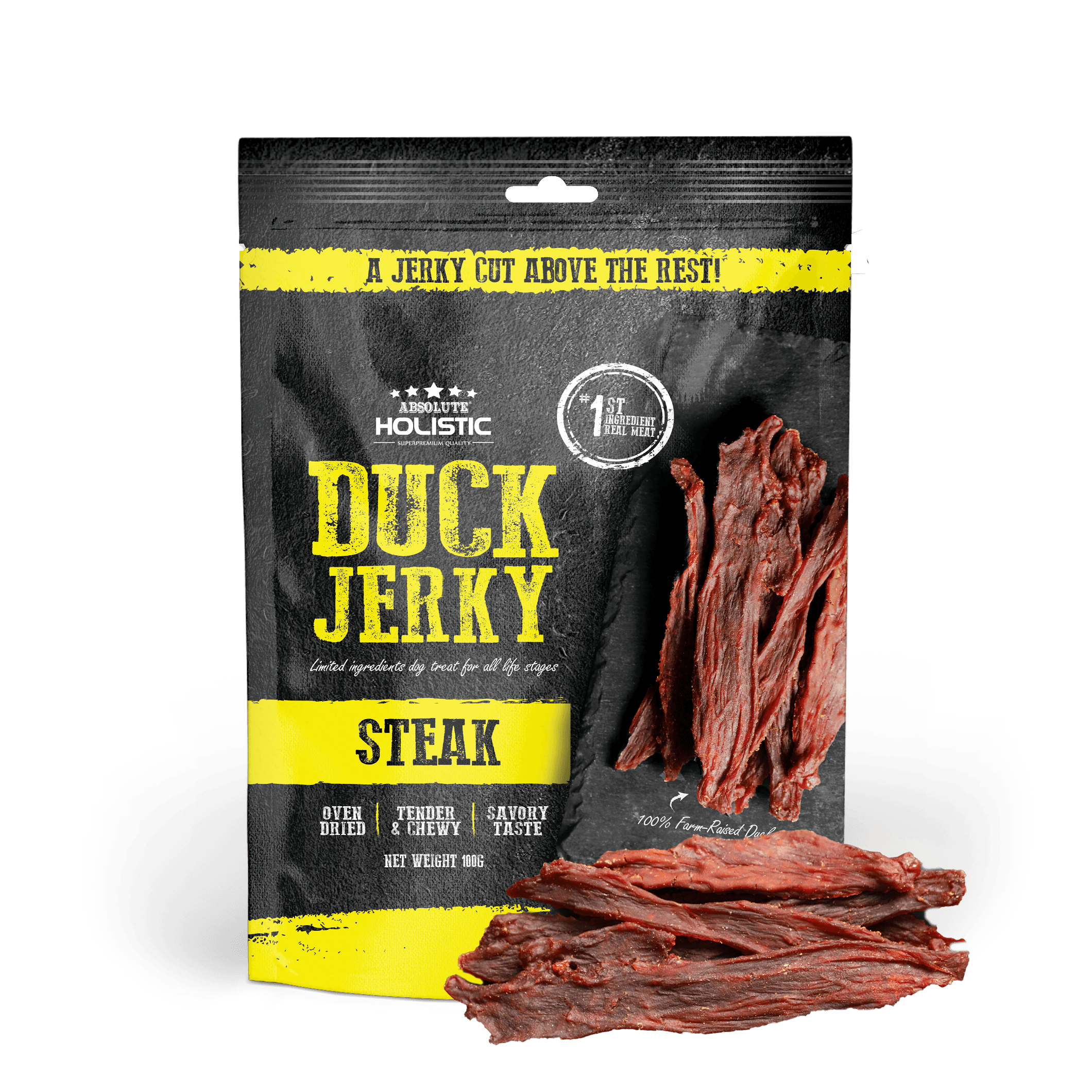 Absolute Holistic Jerky Limited Ingredient Dog Treat - Duck Steak (100g)