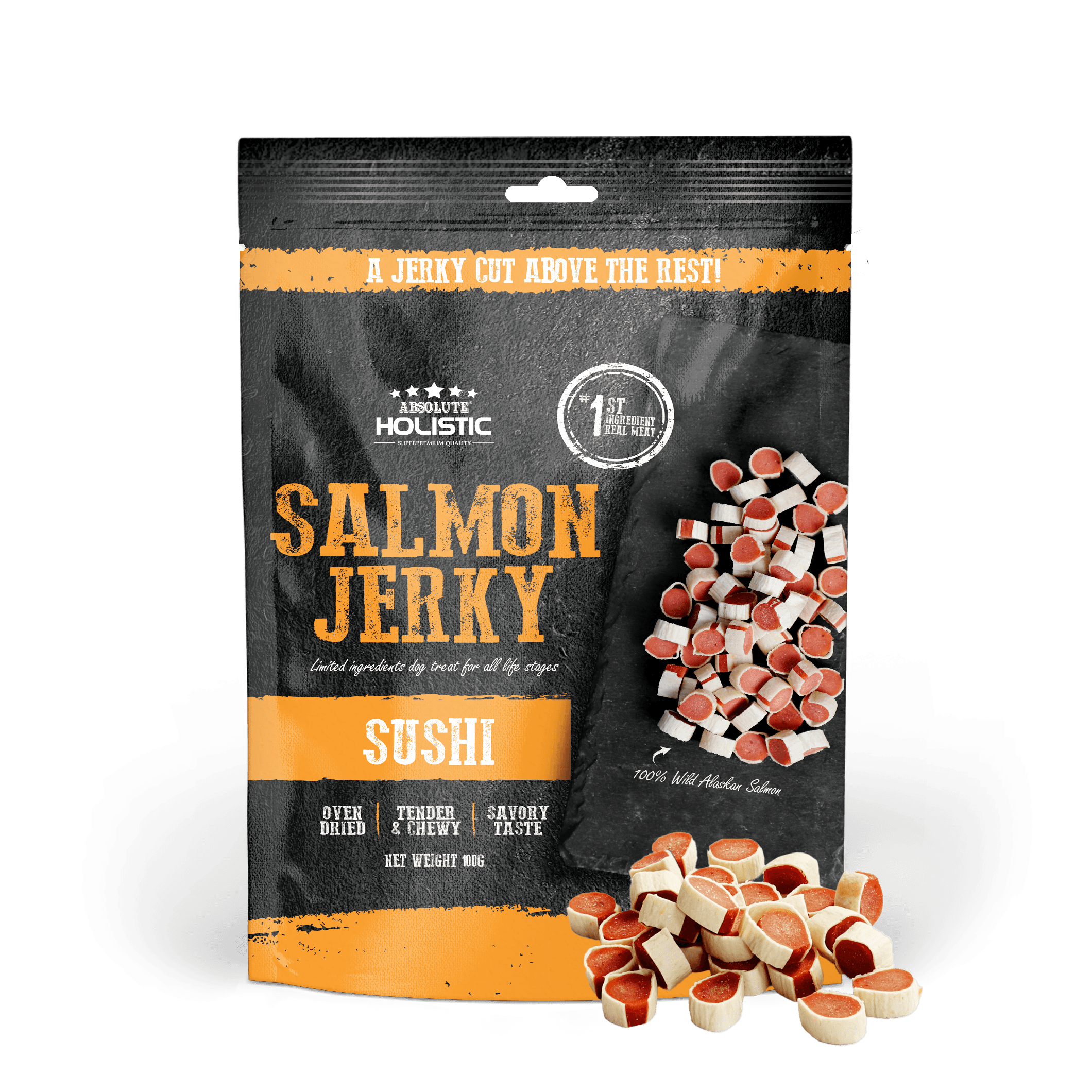 Absolute Holistic Jerky Limited Ingredient Dog Treat - Salmon Sushi (100g)