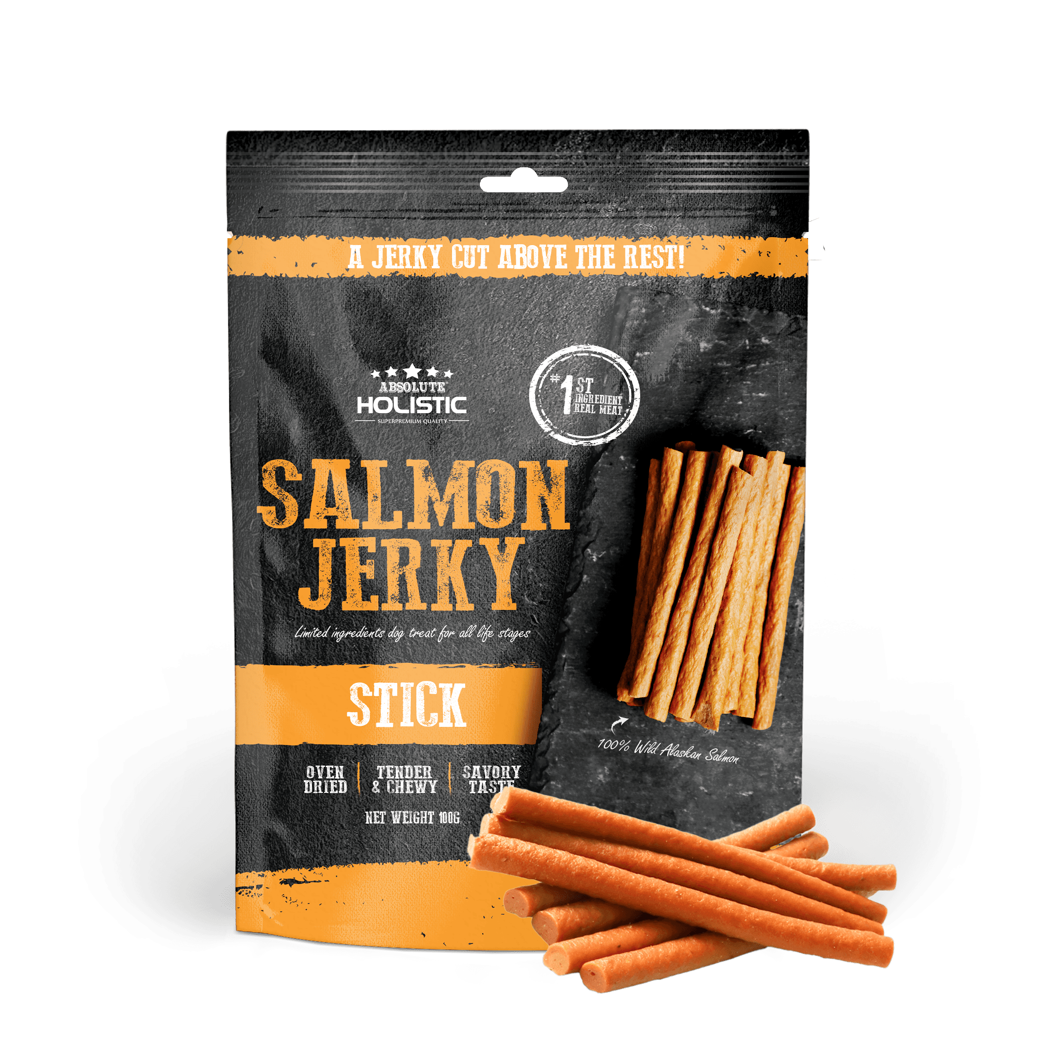 Absolute Holistic Jerky Limited Ingredient Dog Treat - Salmon Stick (100g)