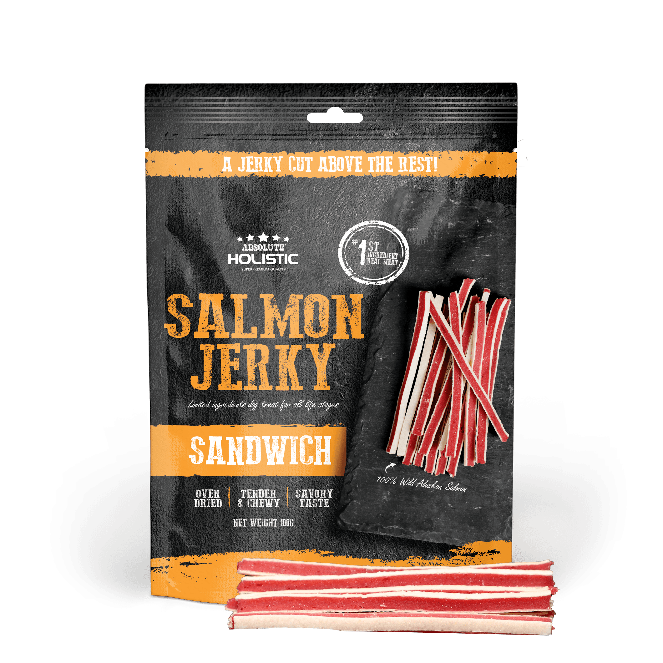 Absolute Holistic Jerky Limited Ingredient Dog Treat - Salmon Sandwich (100g)